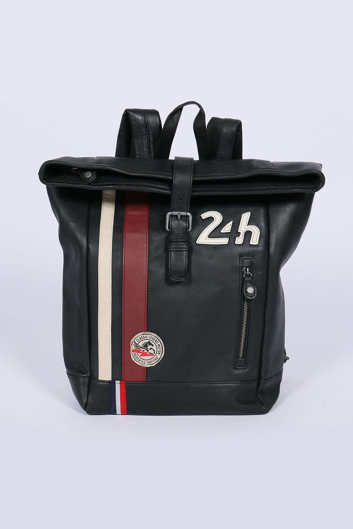 Vintage black leather backpack - Image n°1