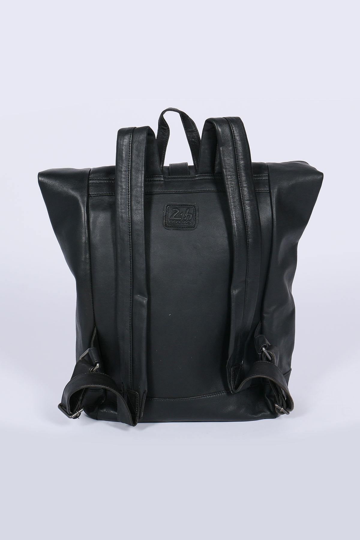 Vintage black leather backpack - Image n°2