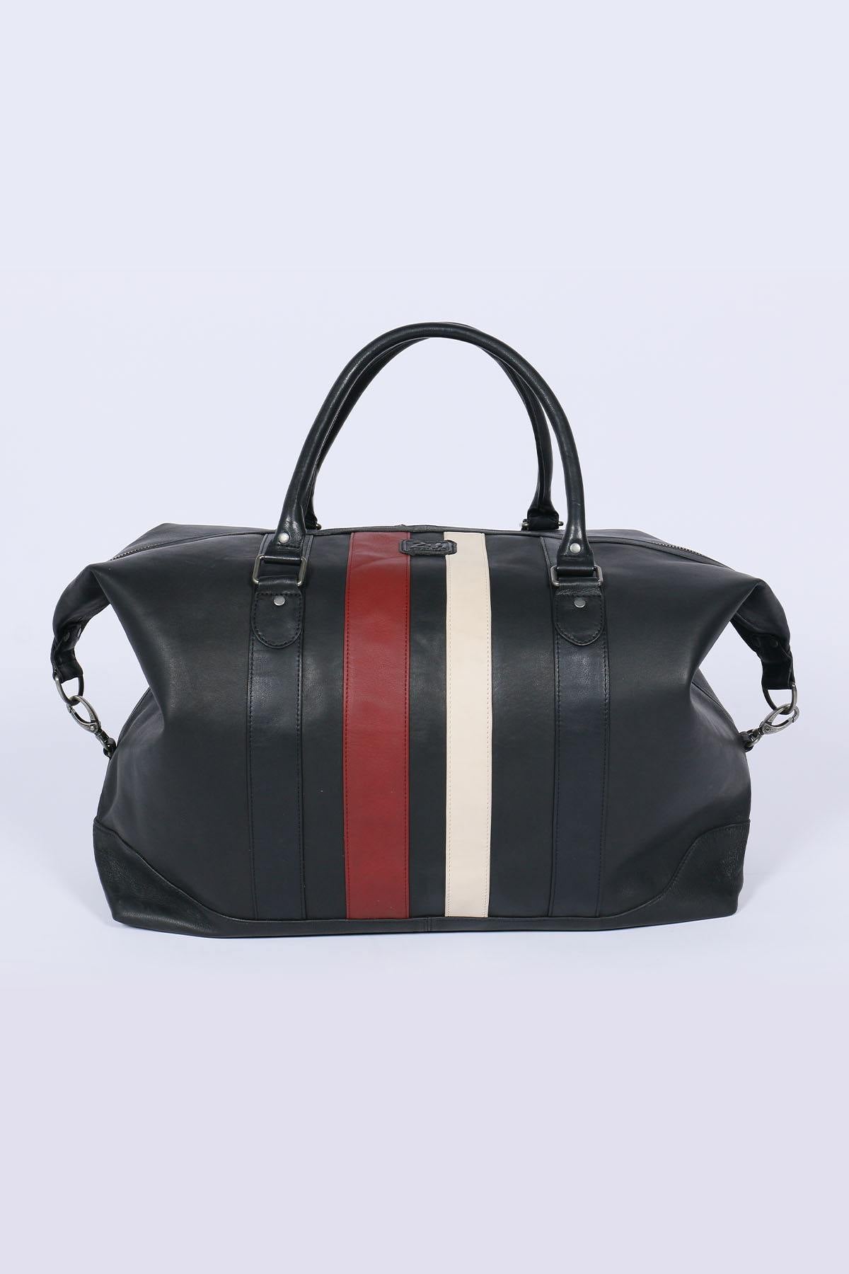 Black genuine leather weekend travel bag - Image n°4