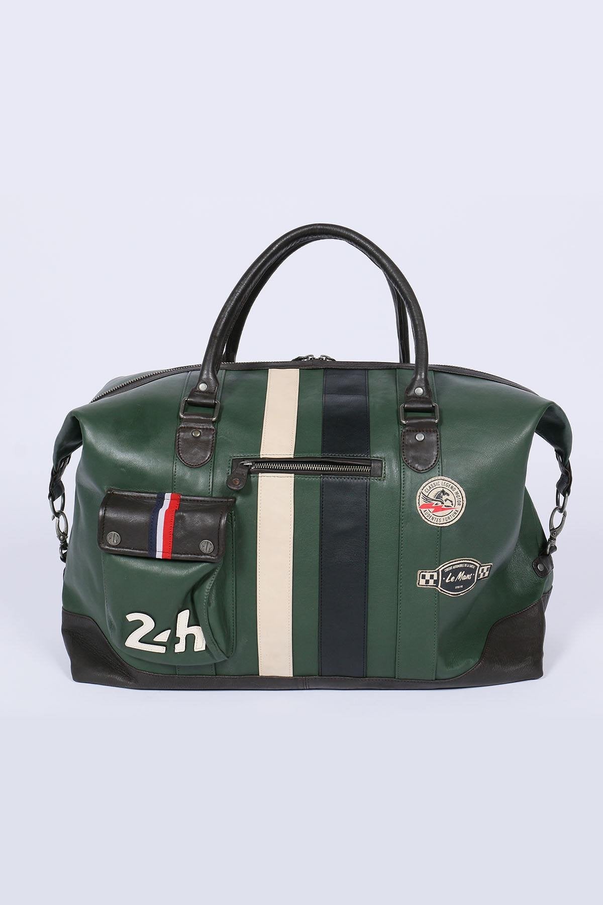 Vintage green genuine leather travel bag - Image n°3