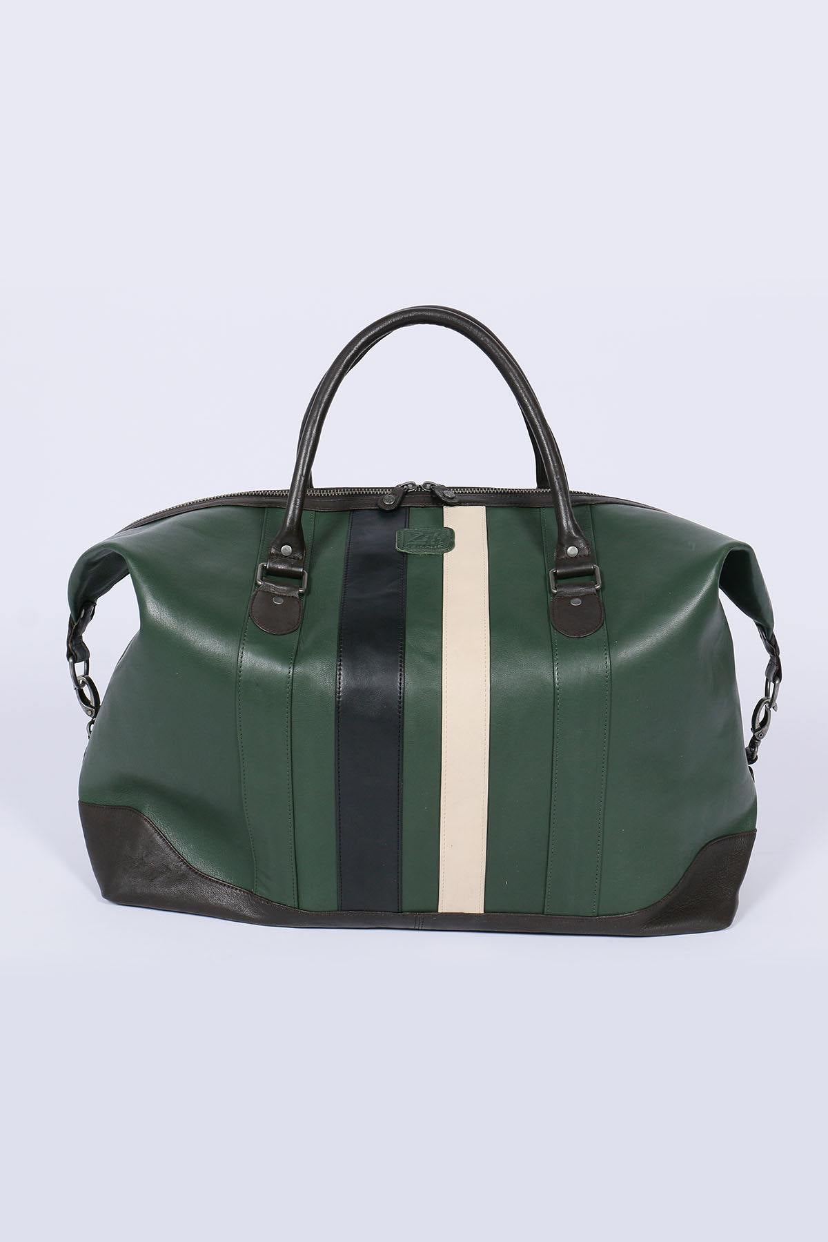 Vintage green genuine leather travel bag - Image n°4