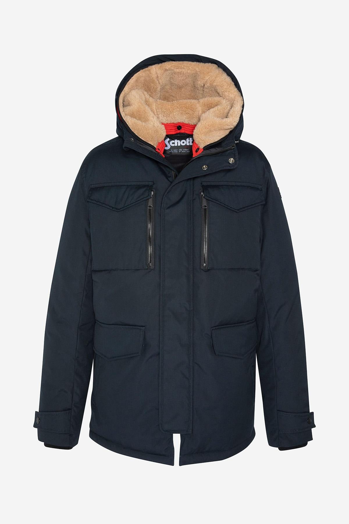 Navy blue coat with multiple pockets - Image n°1