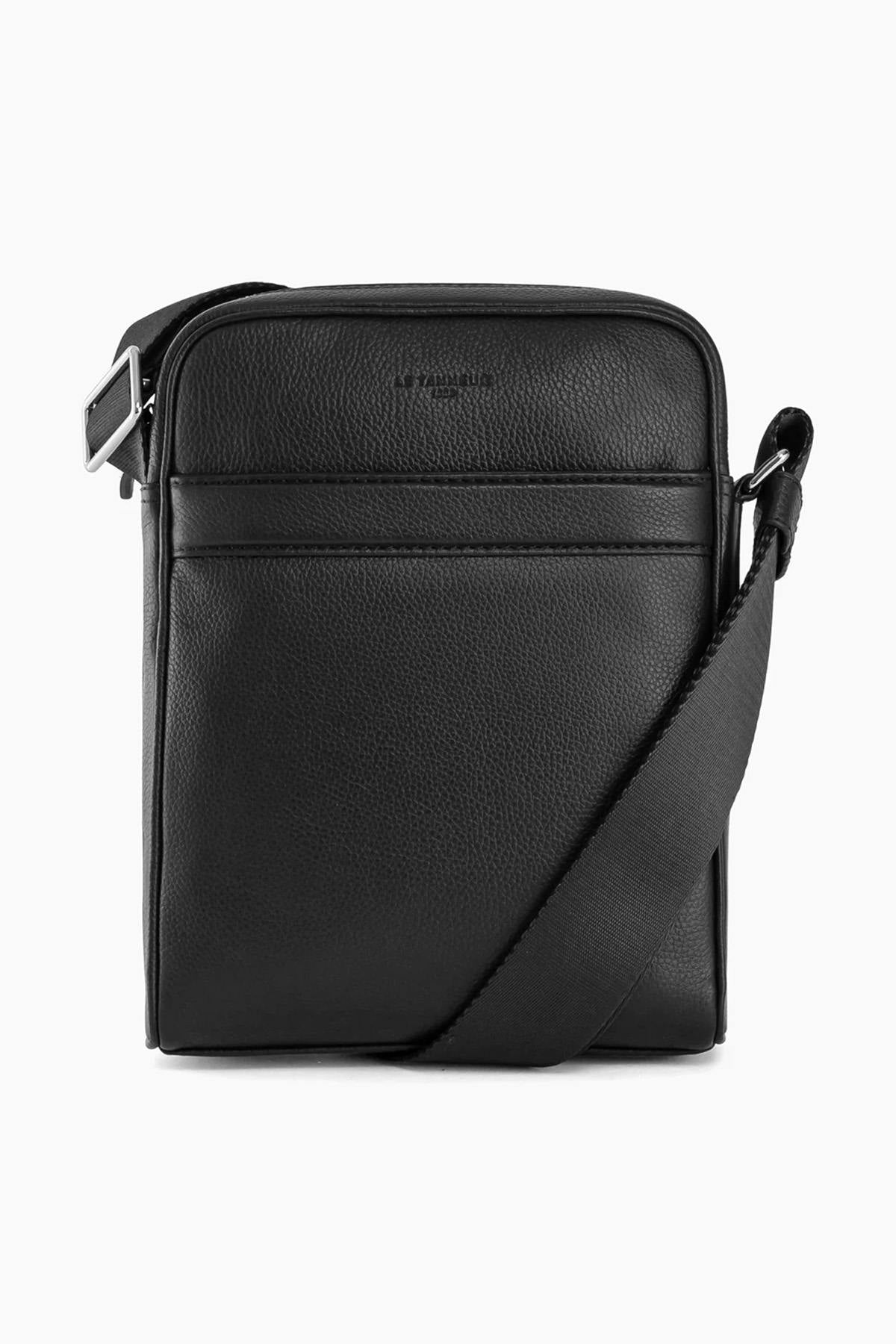 Charles medium bag in black grained leather - Image n°1