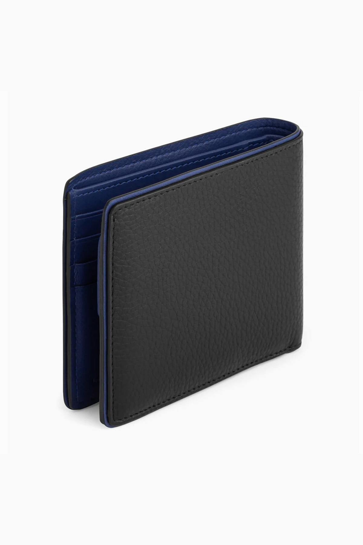 Augustin horizontal wallet in black grained leather - Image n°4