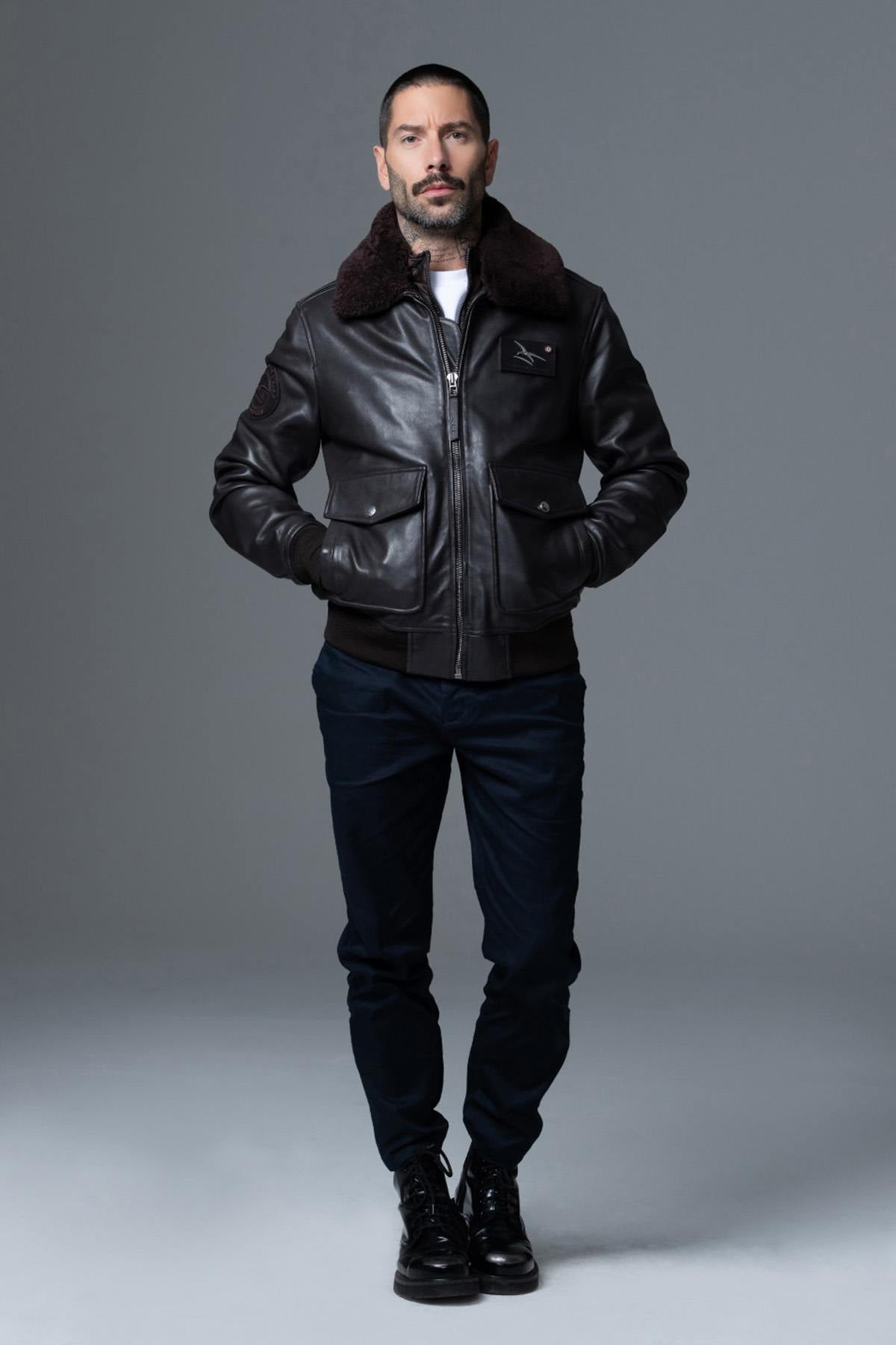 Collector's brown leather jacket with premium finishes - Image n°3