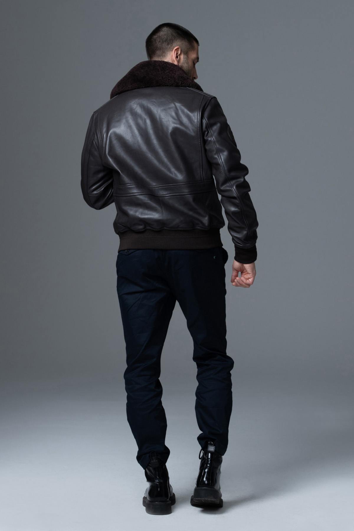 Collector's brown leather jacket with premium finishes - Image n°9