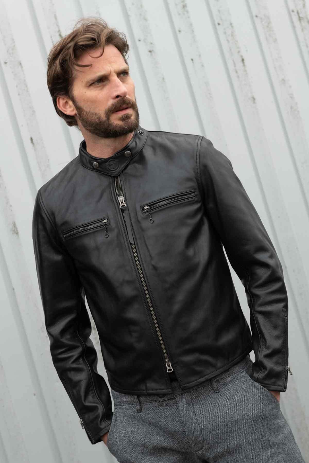 Racing jacket in Italian horse leather - Image n°3