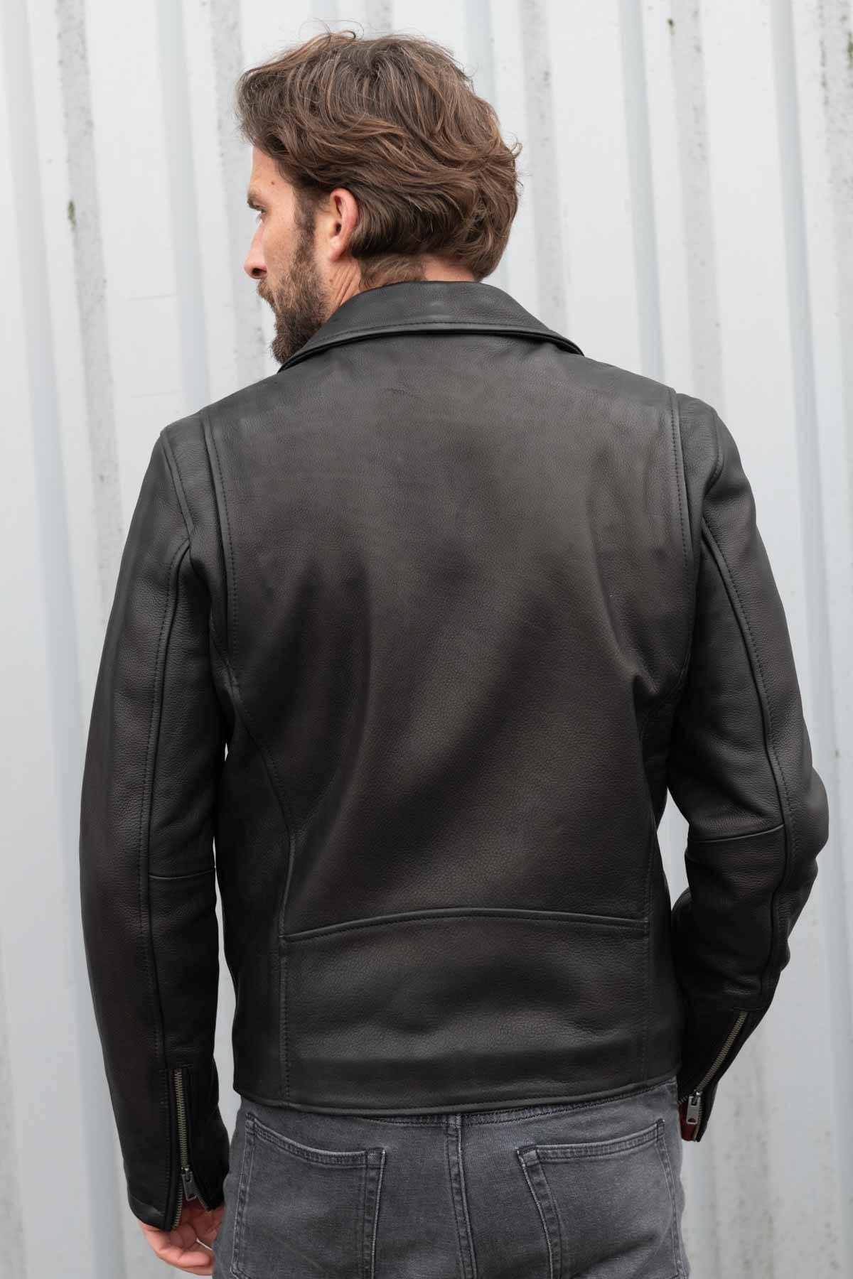 Thick black leather perfecto for men - Image n°2