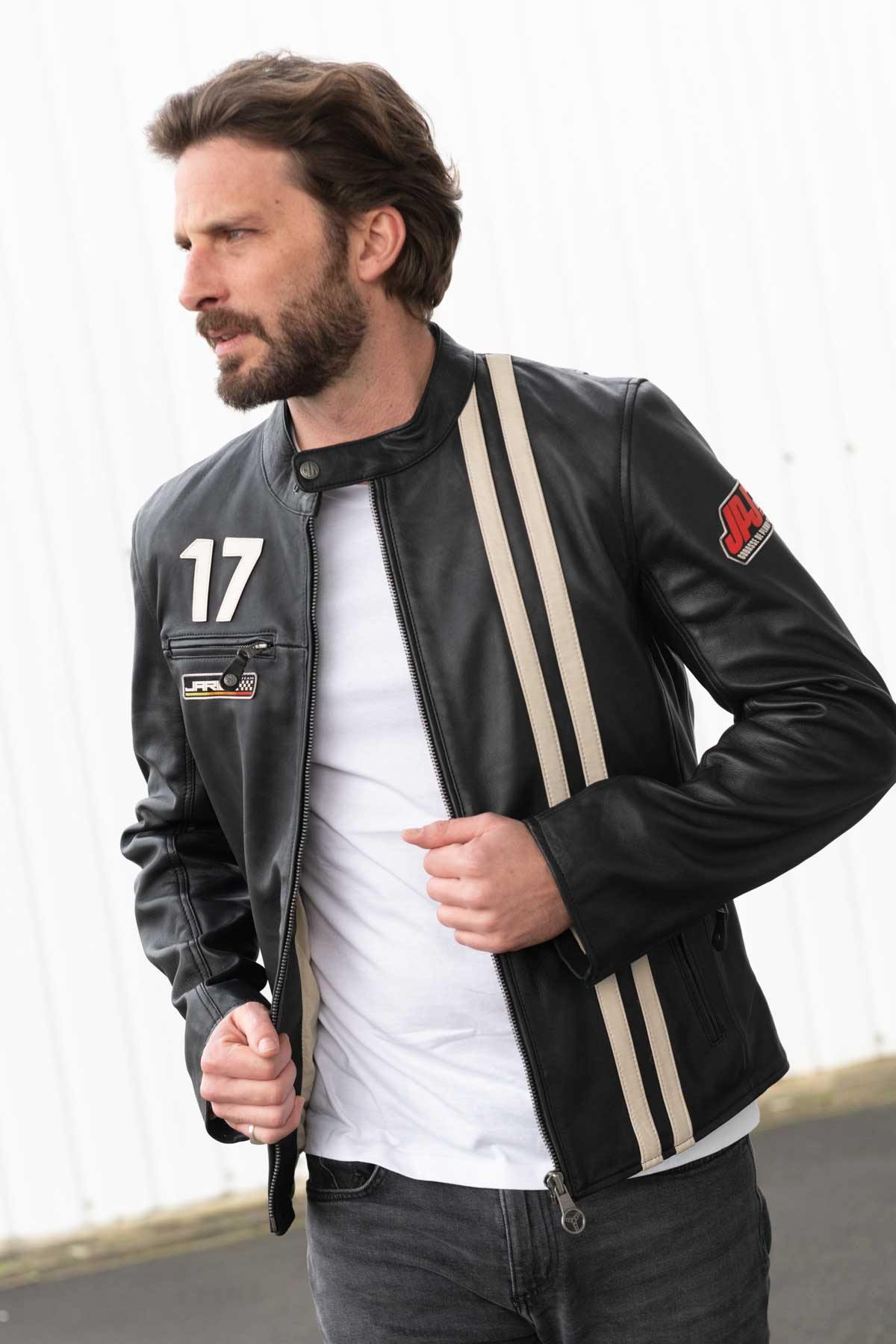 Pilot JP Jarier’s black leather jacket - Image n°1