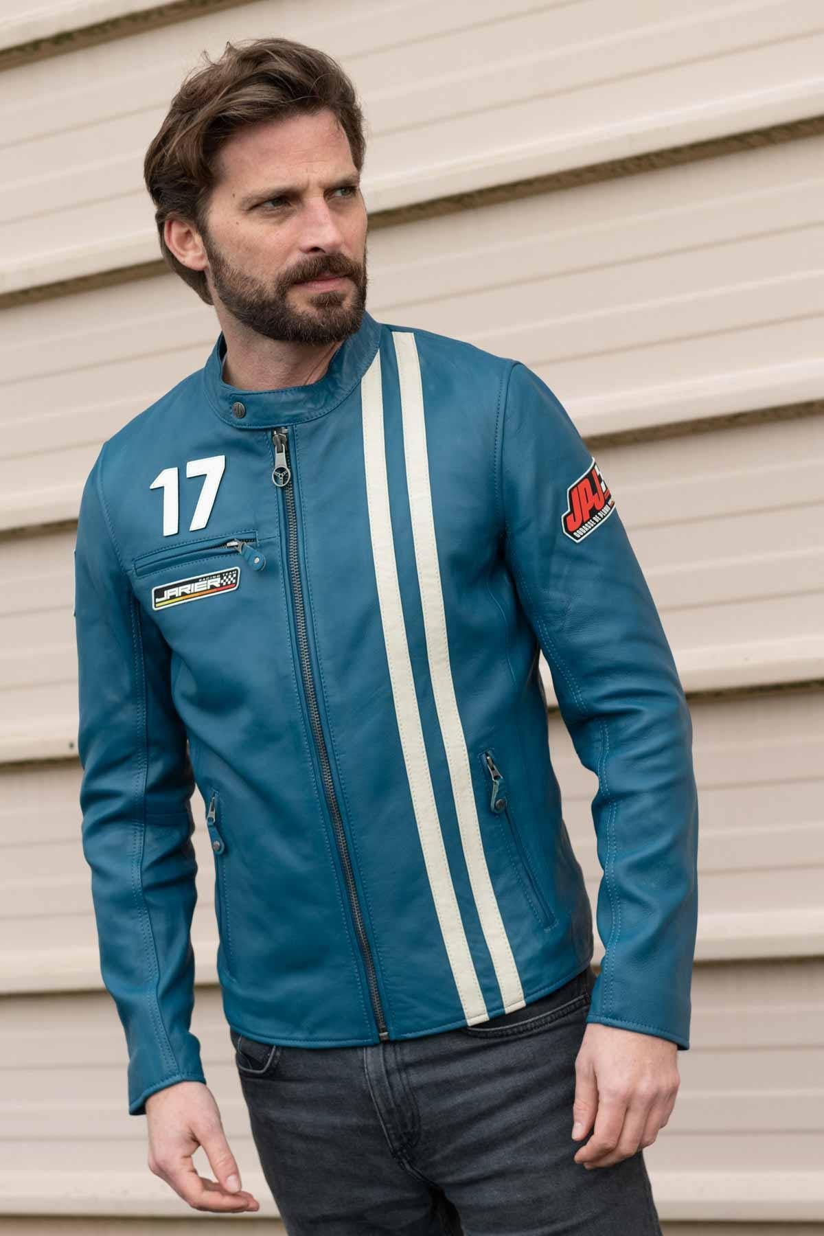 Pilot JP Jarier's blue leather jacket - Image n°4