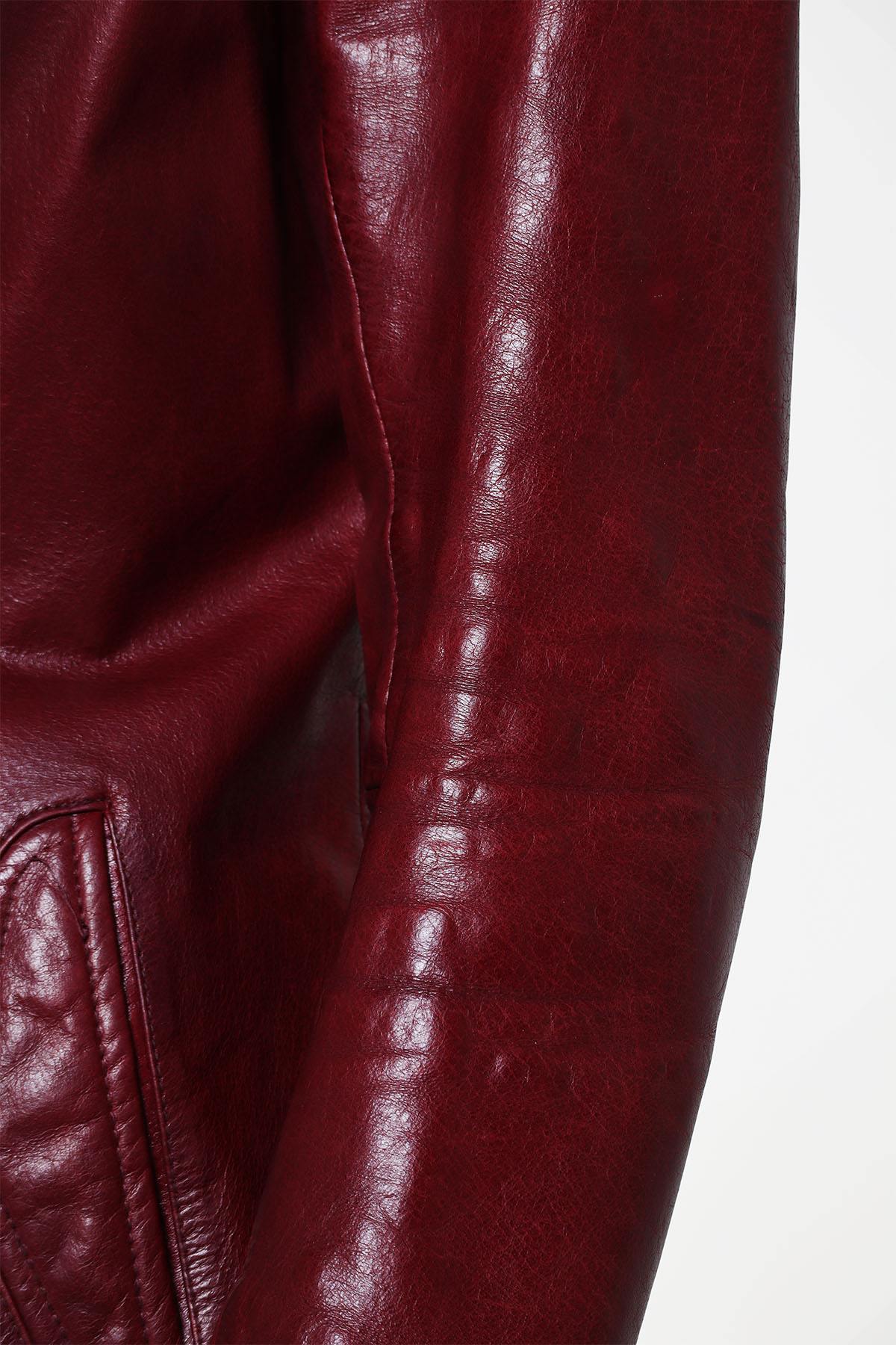 Red buffalo leather jacket for women - Image n°3