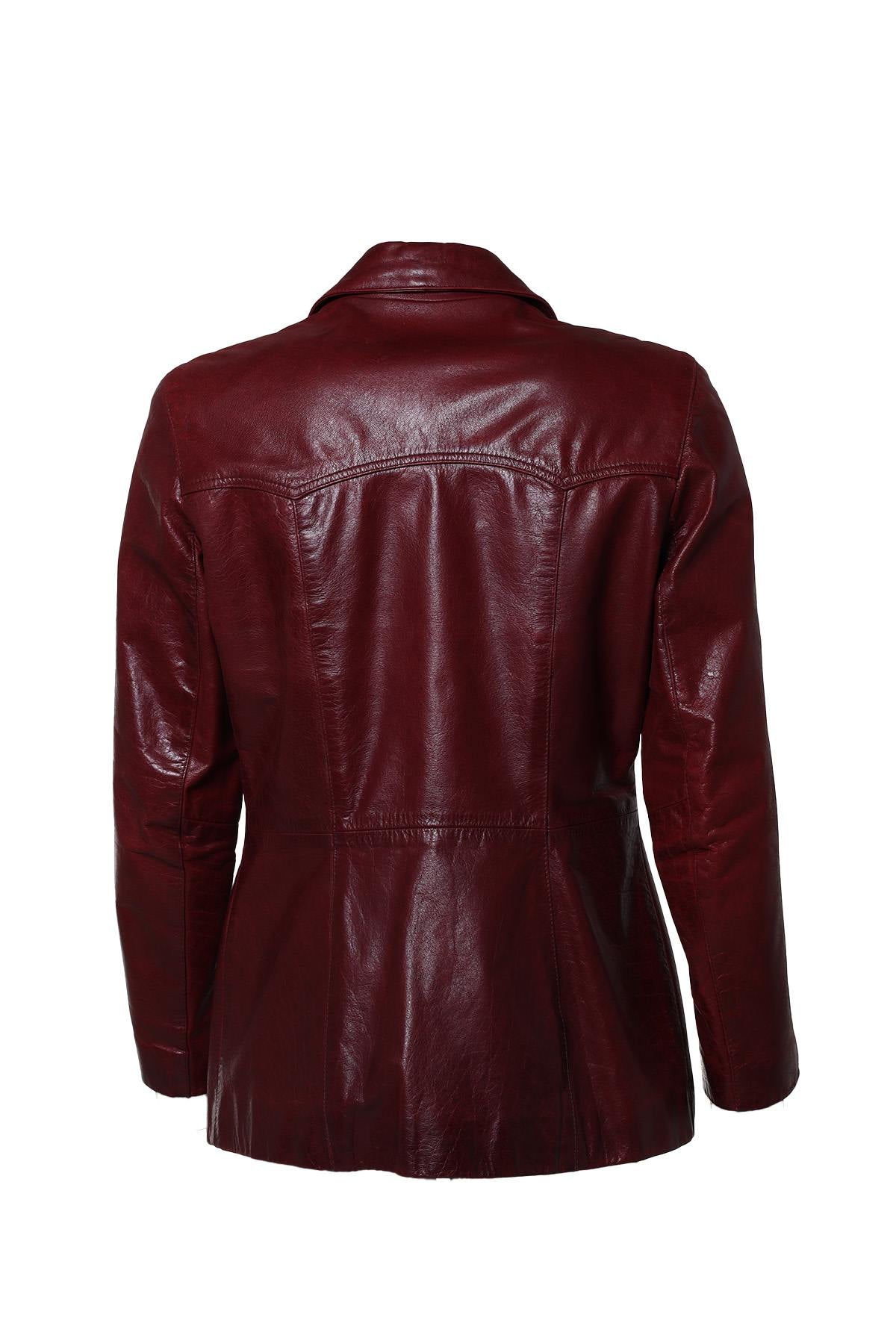 Red buffalo leather jacket for women - Image n°2