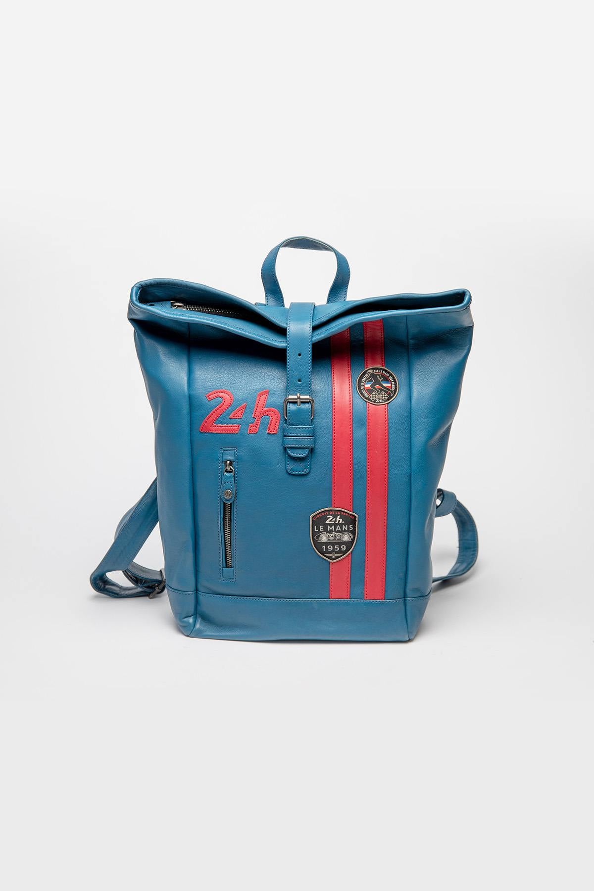 Blue ocean racing leather backpack - Image n°1