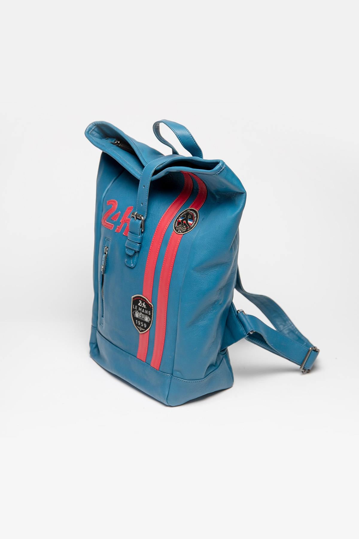 Blue ocean racing leather backpack - Image n°4