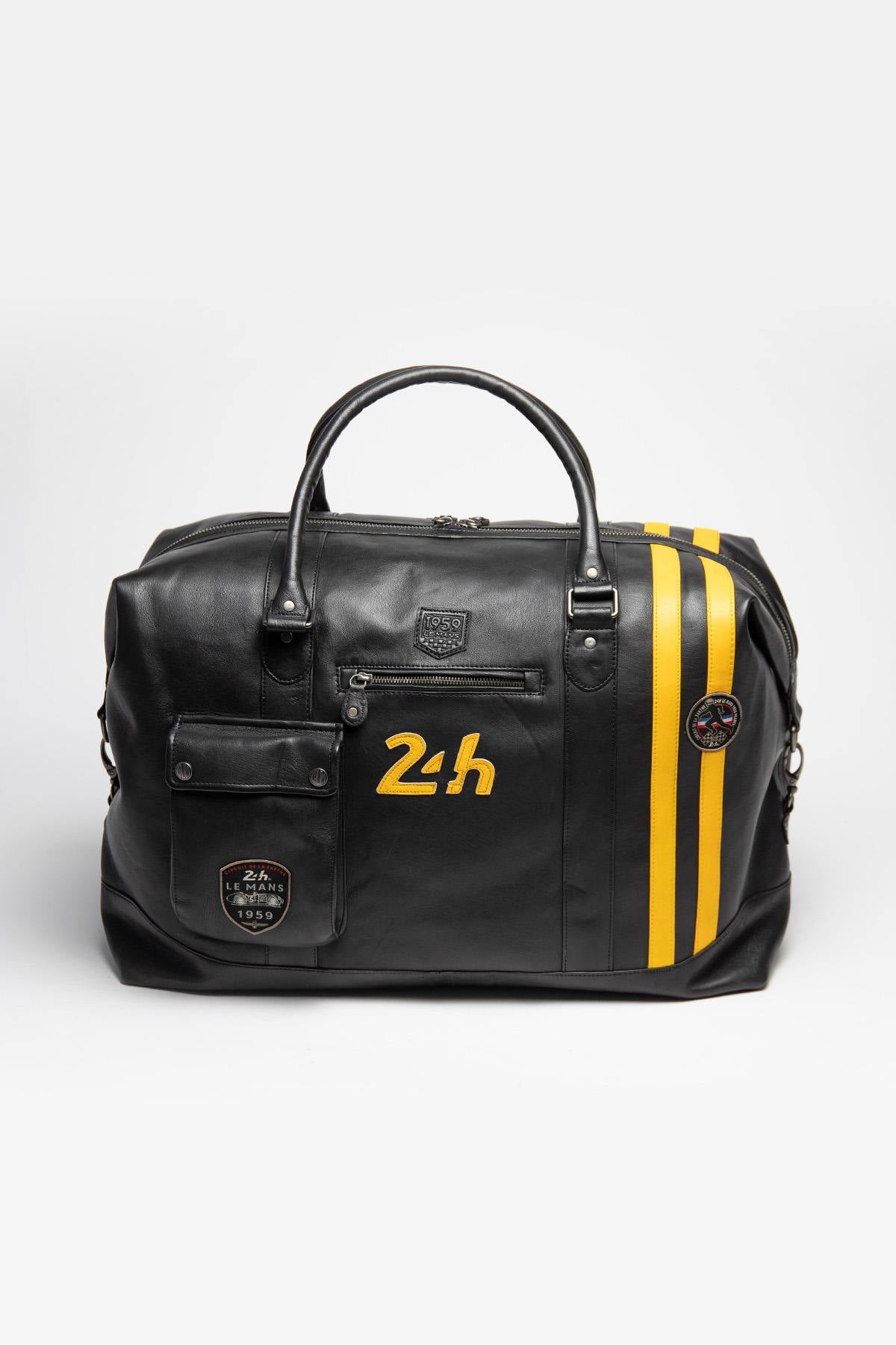 Black leather travel bag 72h format - Image n°1