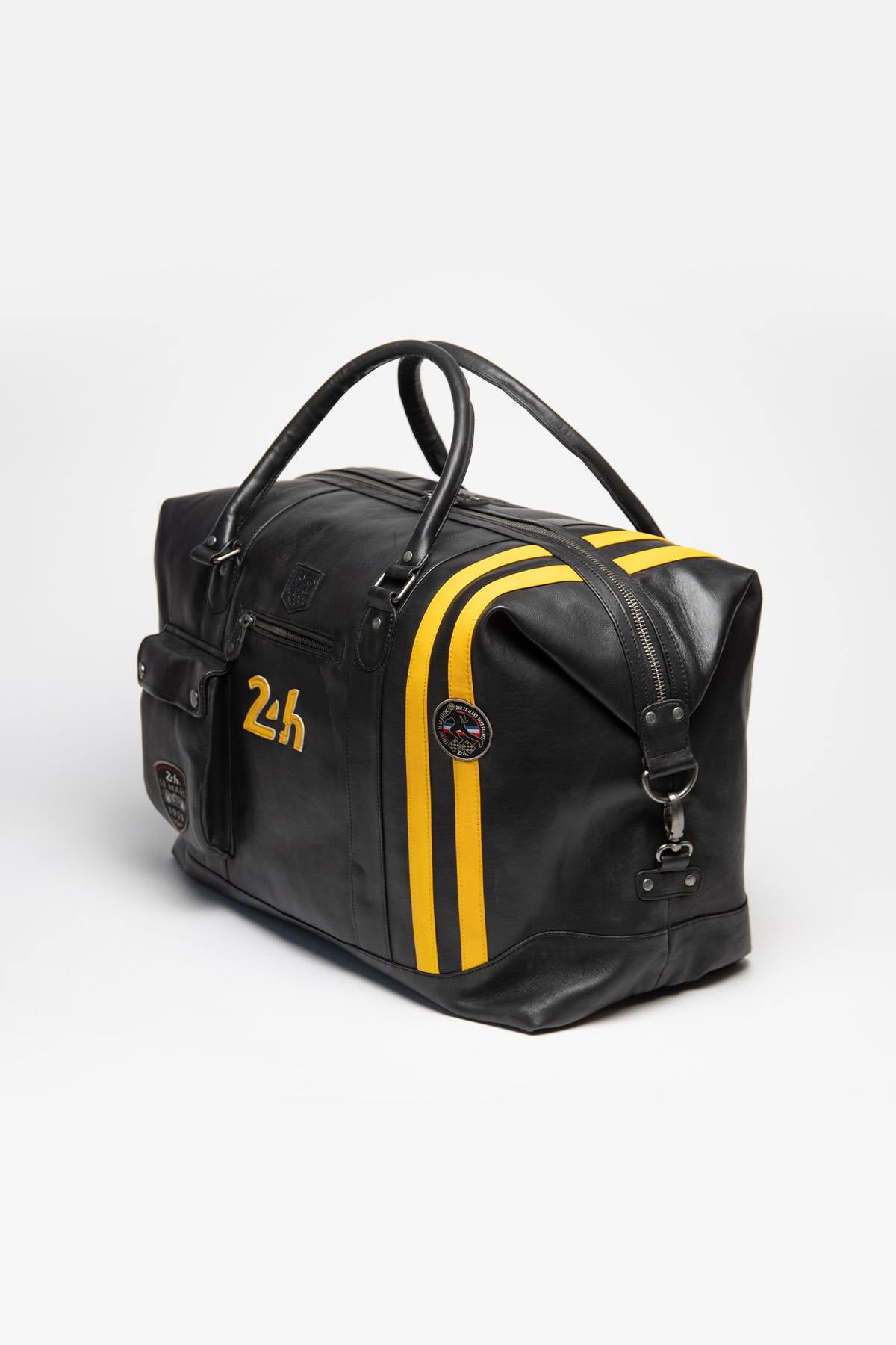 Black leather travel bag 72h format - Image n°4