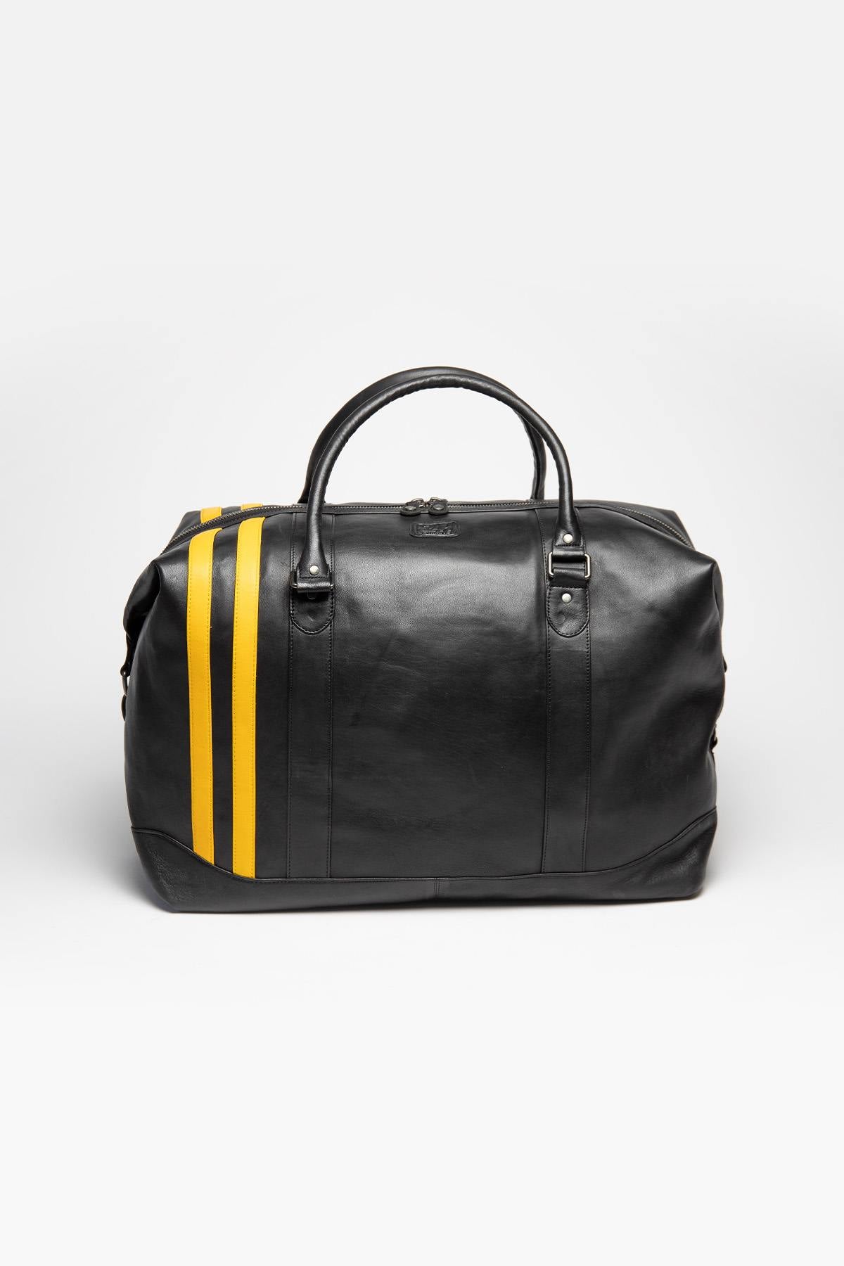 Black leather travel bag 72h format - Image n°2