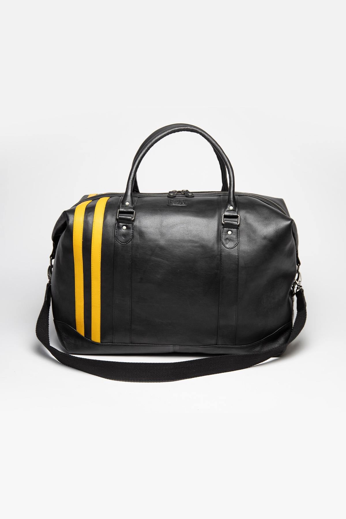 Black leather travel bag 72h format - Image n°5