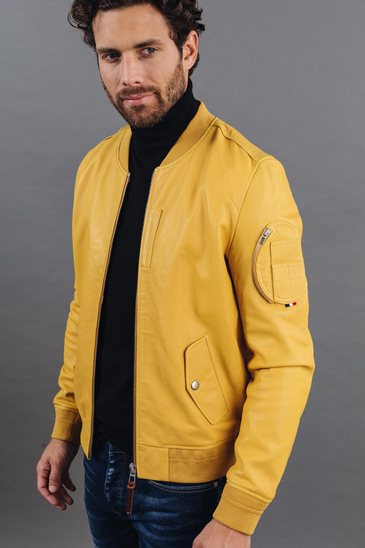 Patrouille de France yellow leather jacket - Image n°7