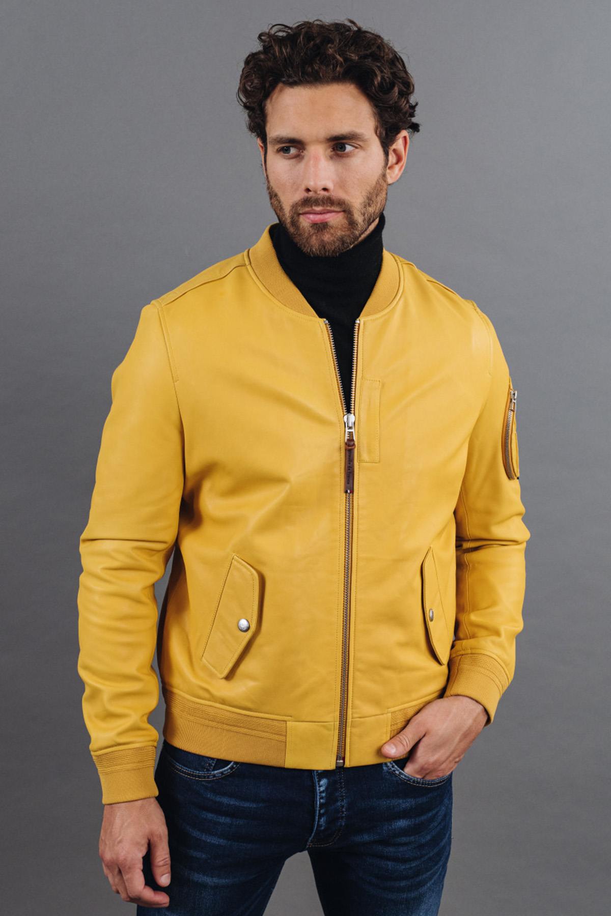 Patrouille de France yellow leather jacket - Image n°3