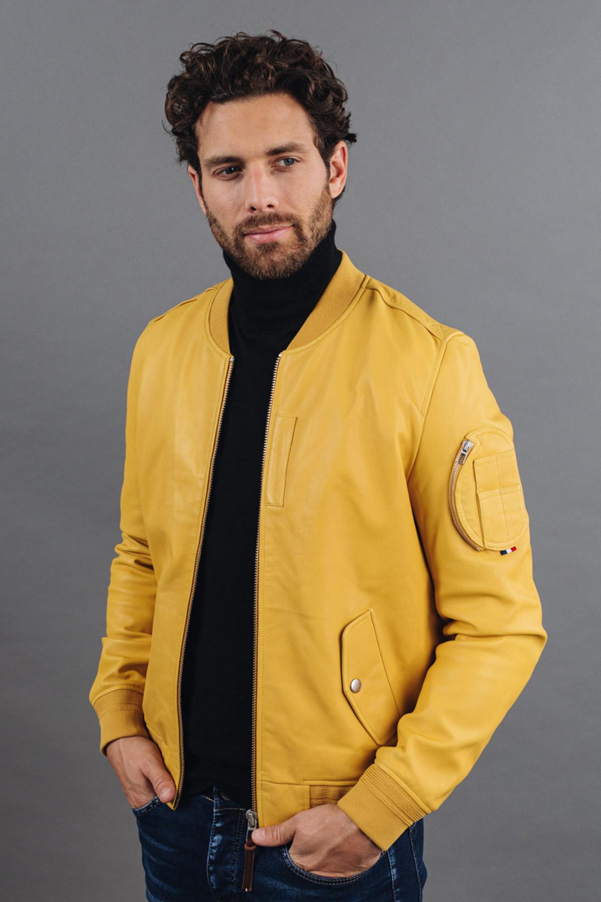 Patrouille de France yellow leather jacket - Image n°5