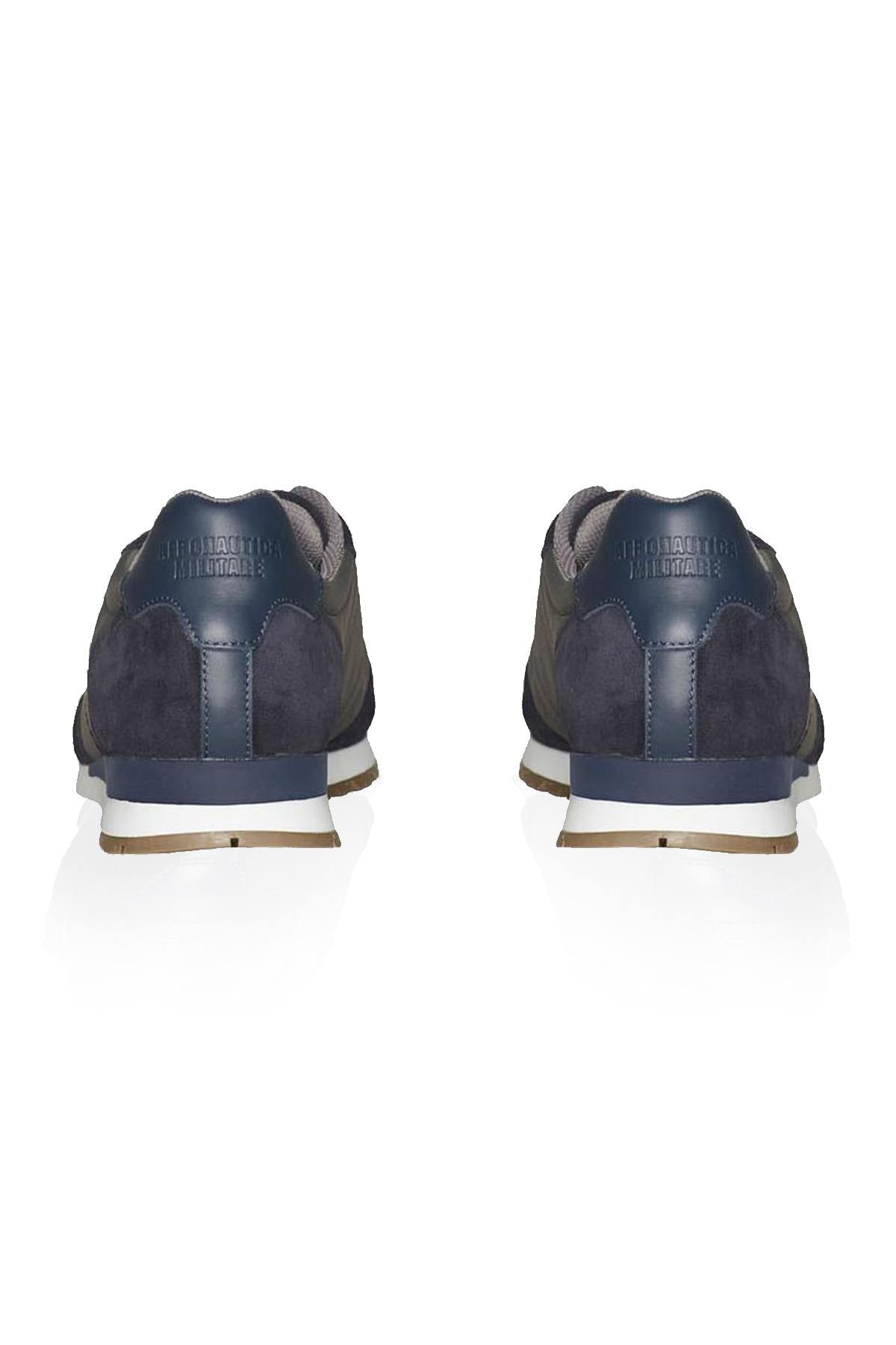 Navy blue textile shoes with badge - Image n°2