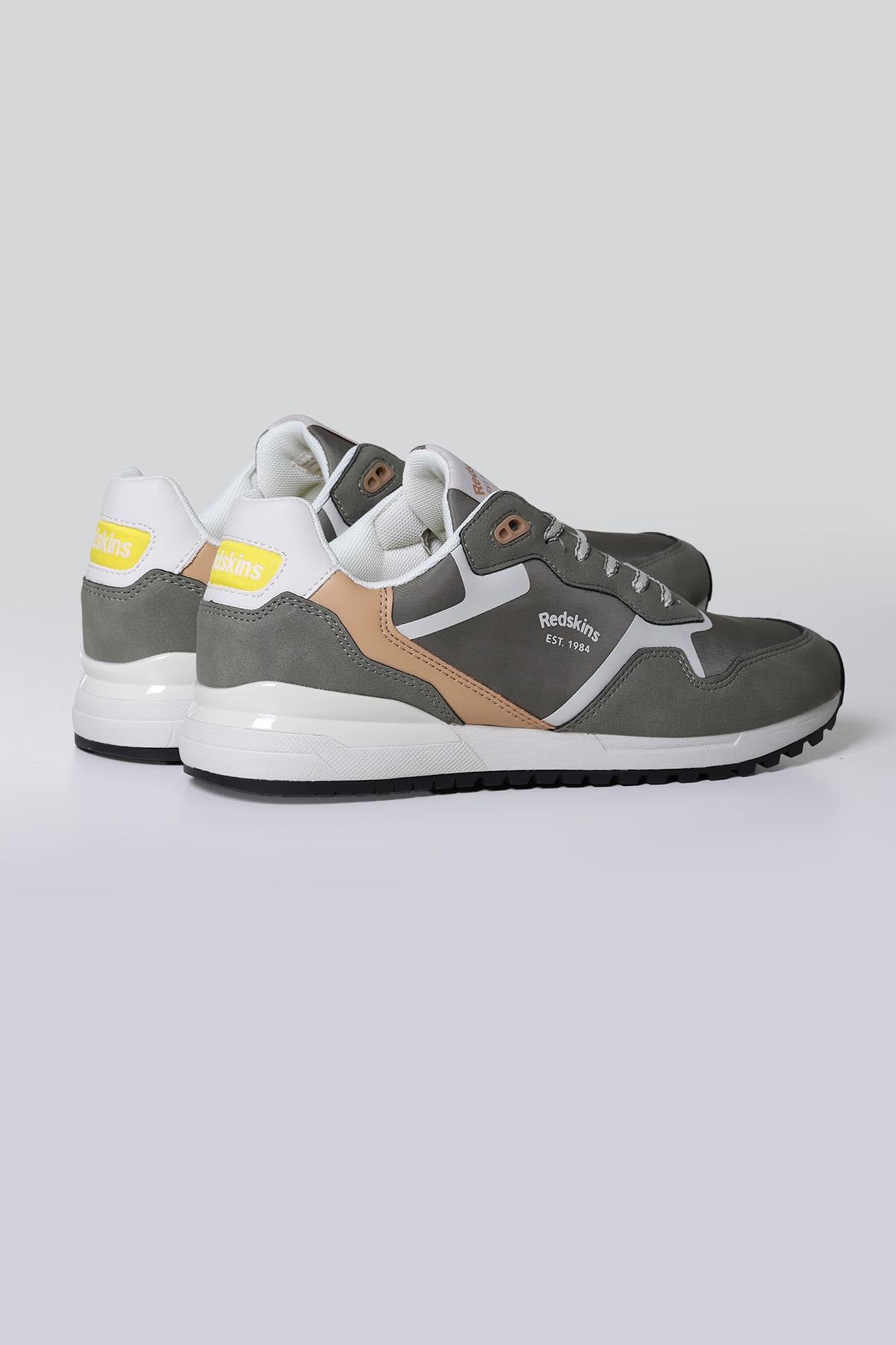 Khaki white beige leather sneakers - Image n°2