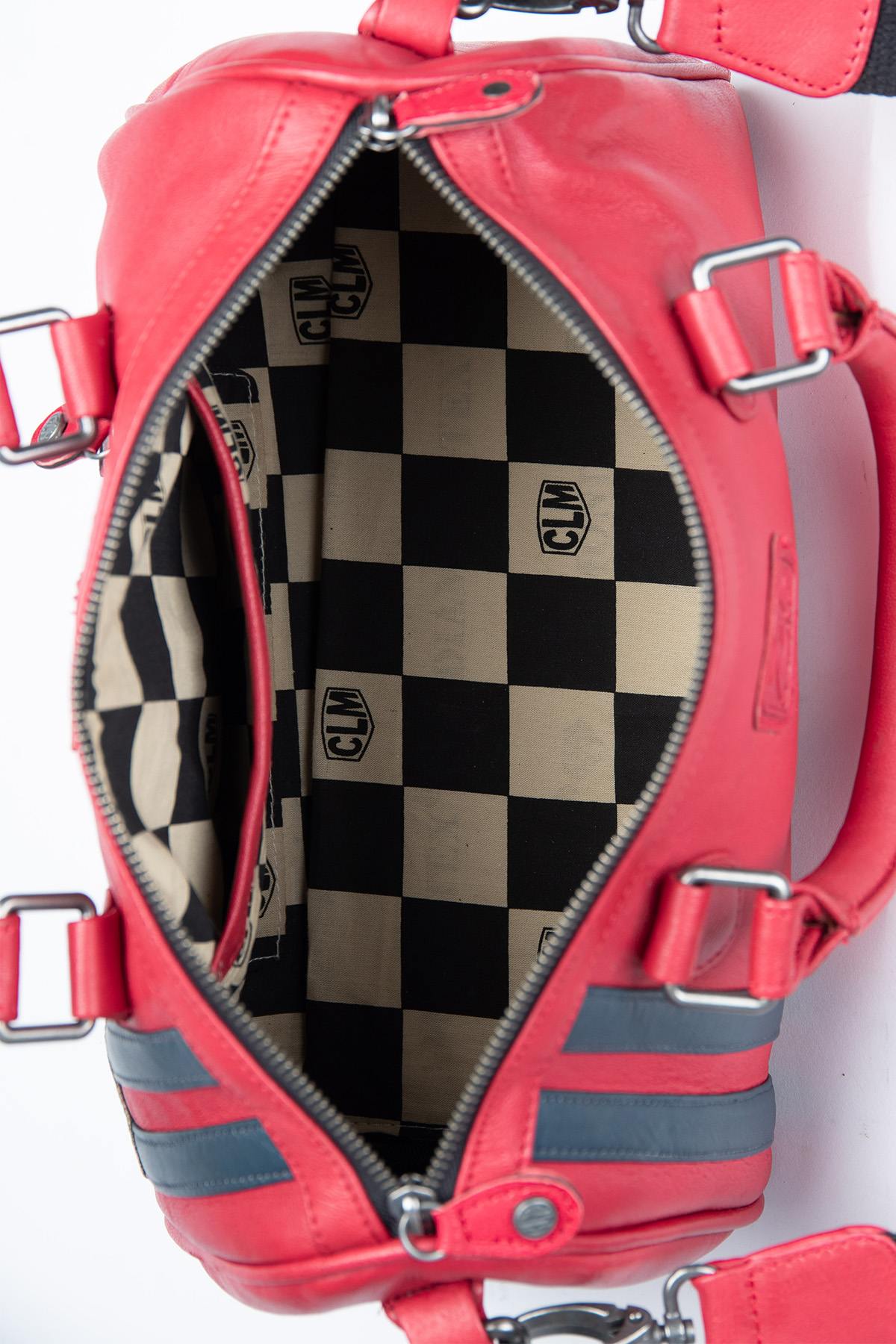 Red racing leather handbag - Image n°3