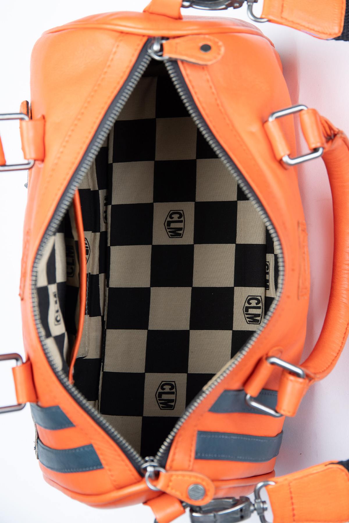 Orange racing leather handbag - Image n°4