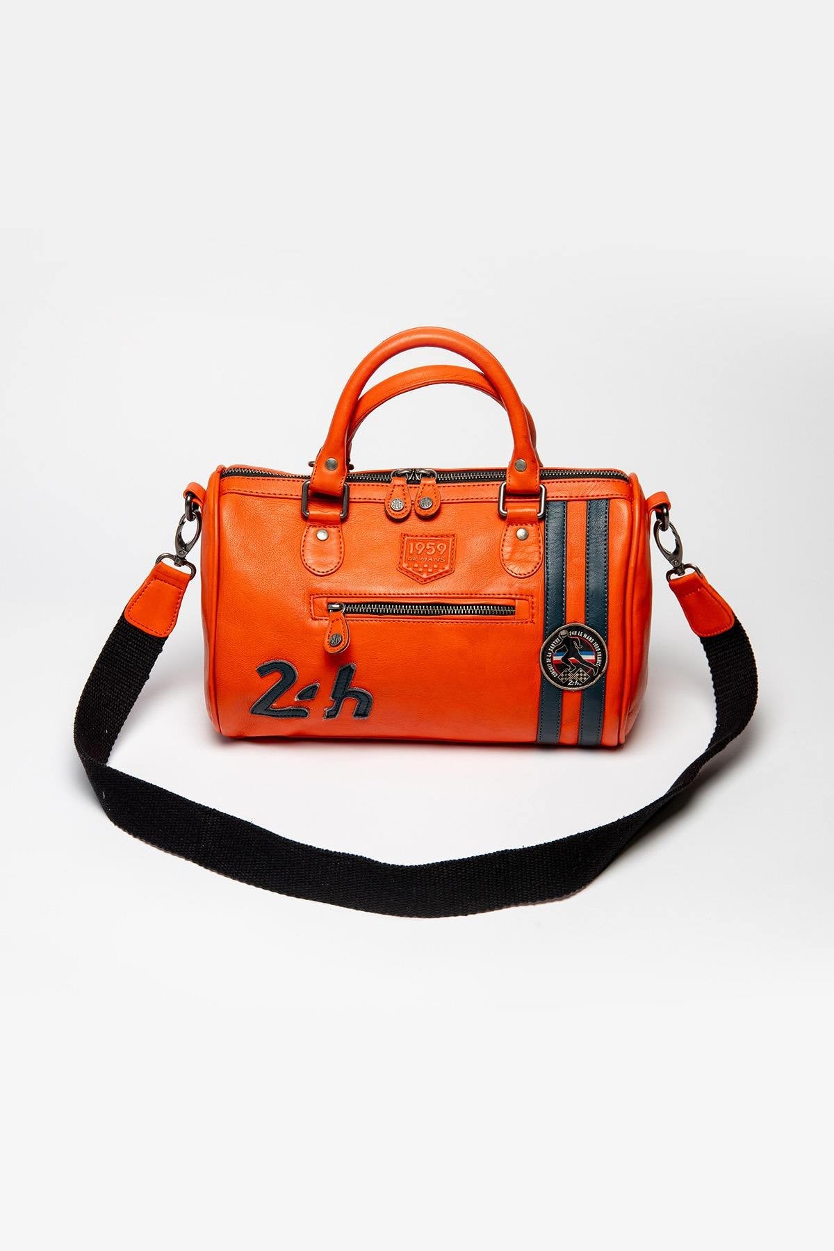 Orange racing leather handbag - Image n°1