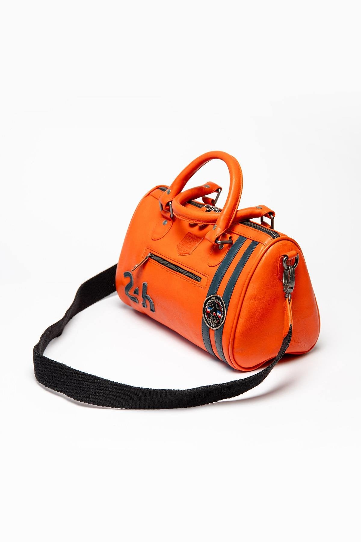 Orange racing leather handbag - Image n°5