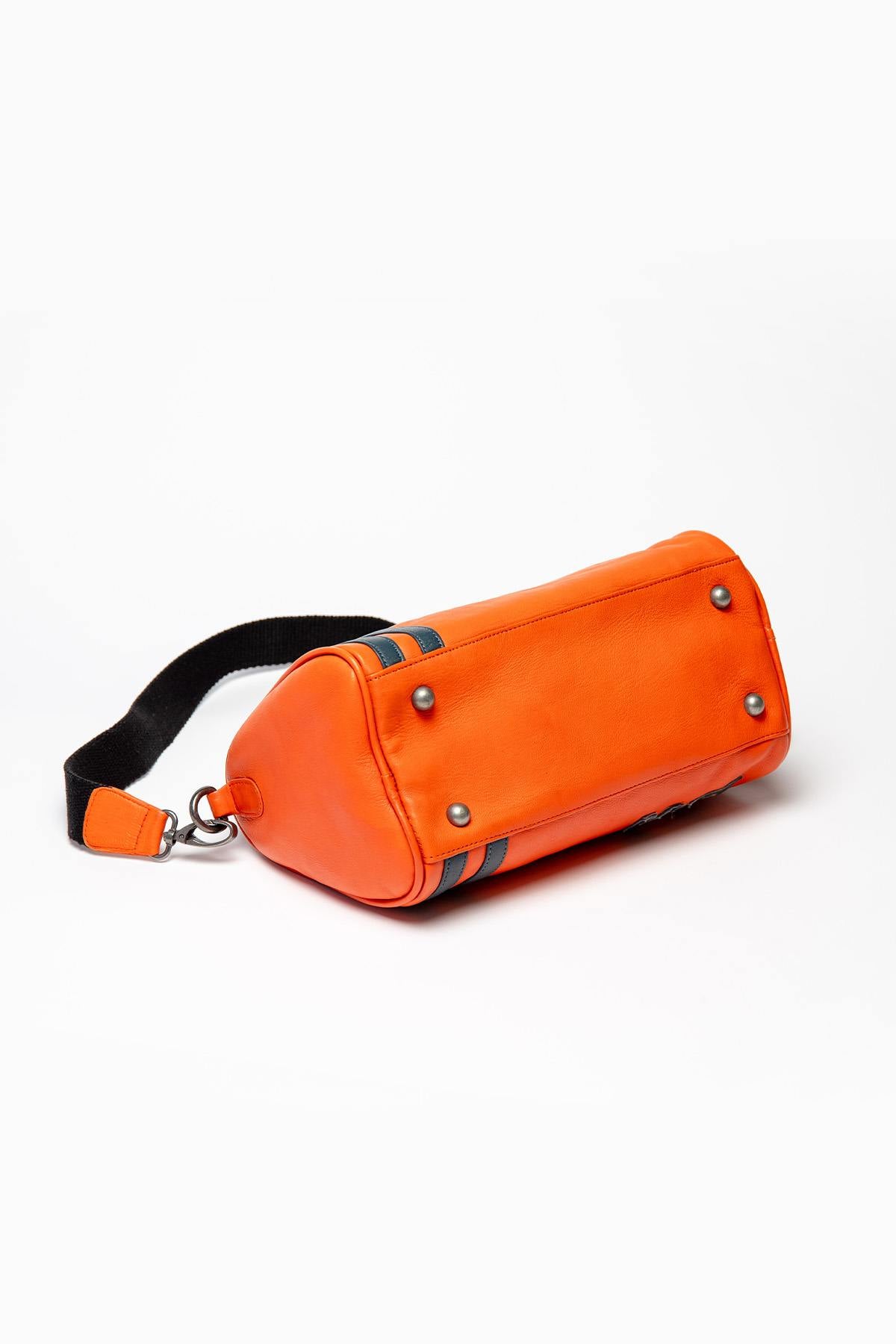 Orange racing leather handbag - Image n°2