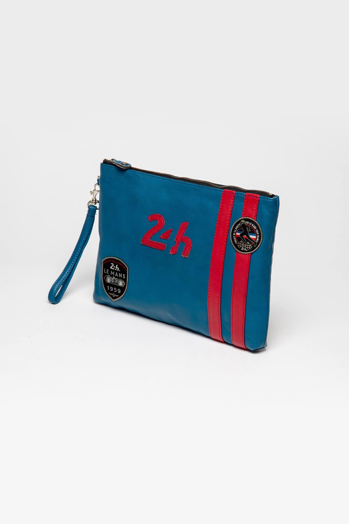 Ocean blue racing leather pouch - Image n°3