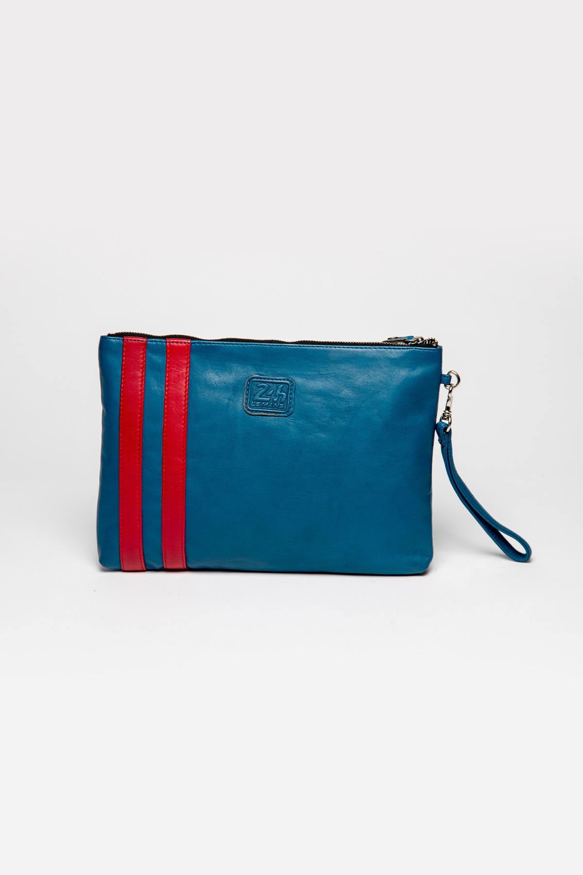 Ocean blue racing leather pouch - Image n°2