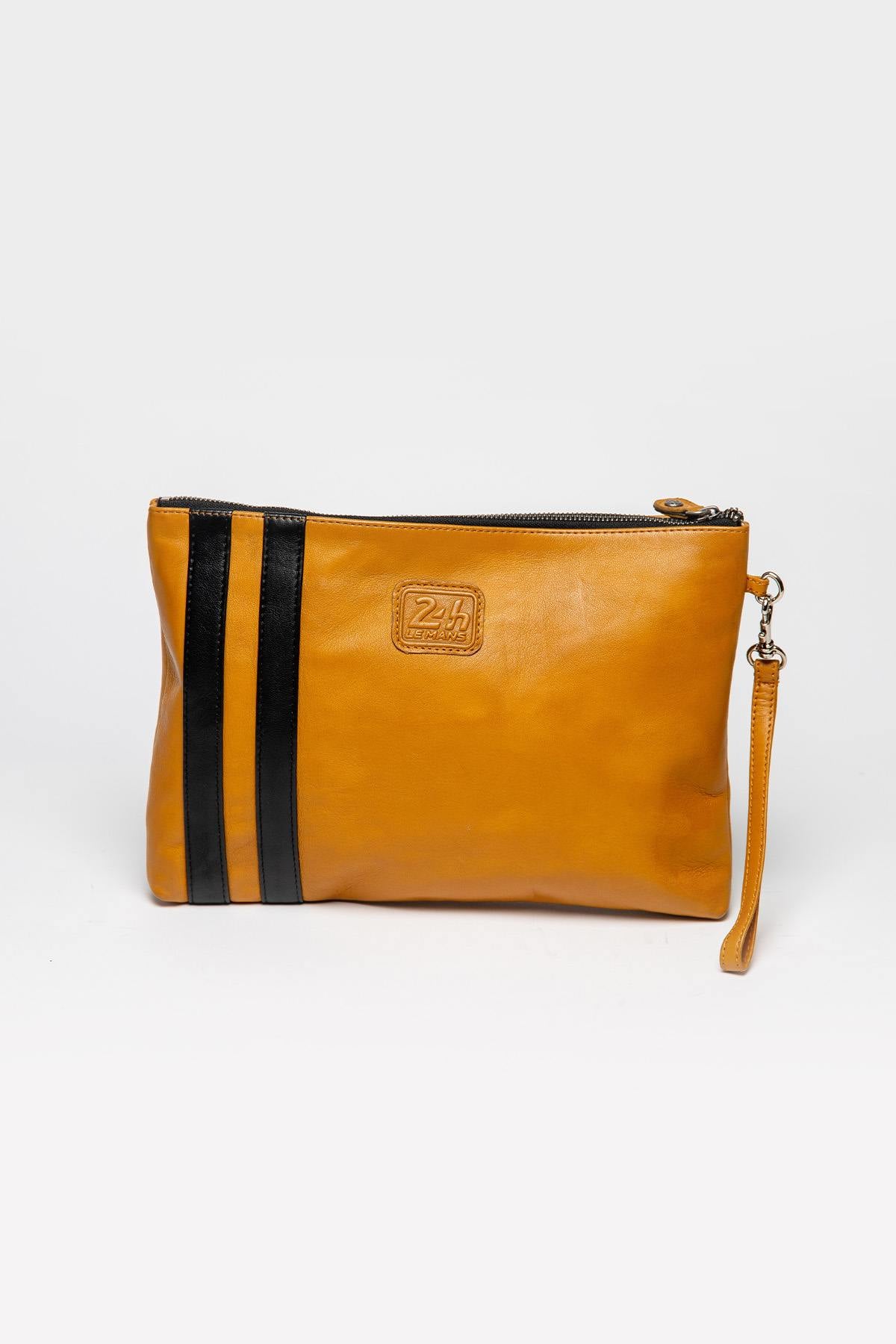 Yellow racing leather pouch - Image n°2