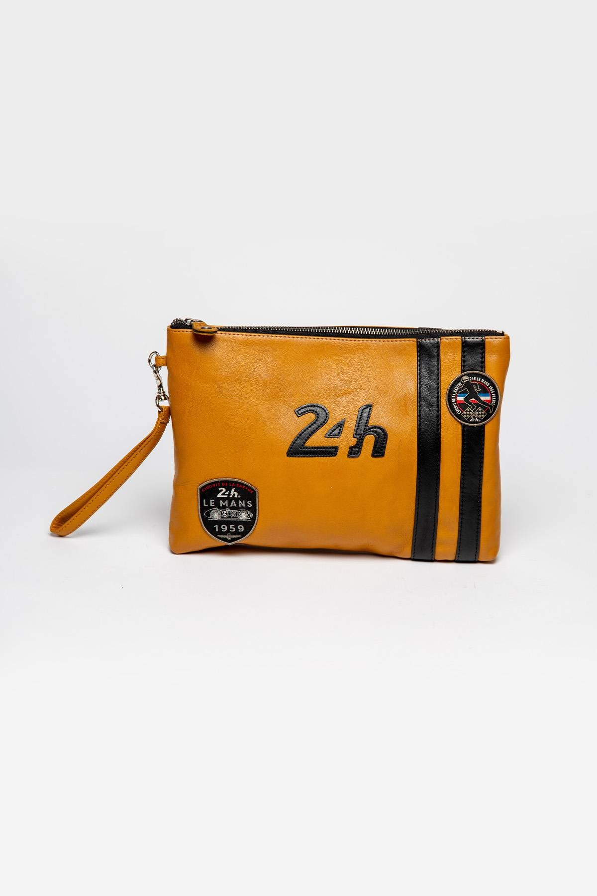 Yellow racing leather pouch - Image n°1