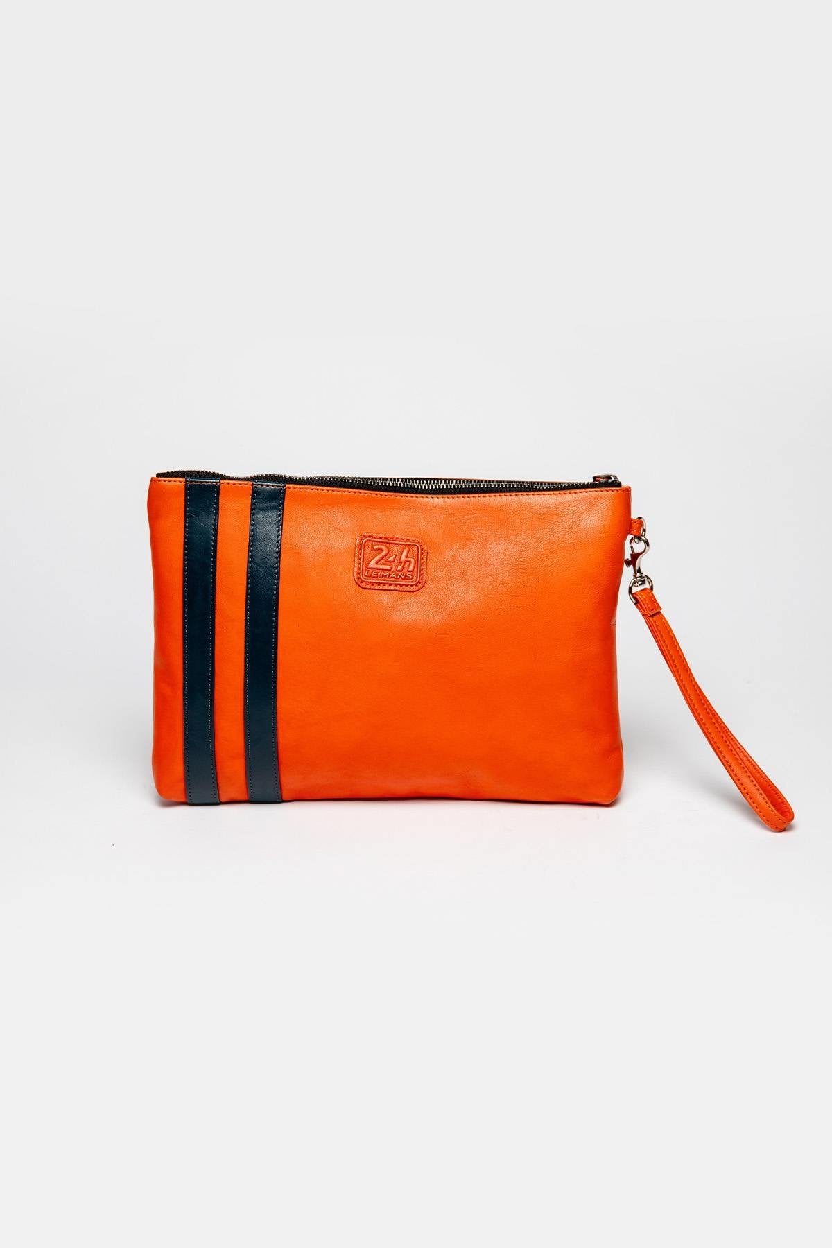 Orange racing leather pouch - Image n°2