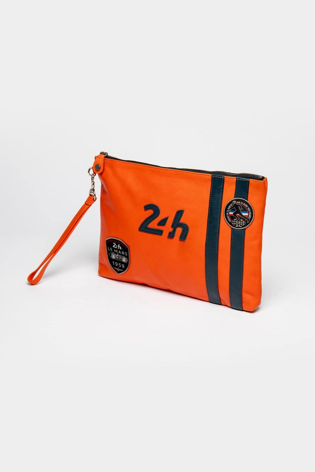 Orange racing leather pouch - Image n°3