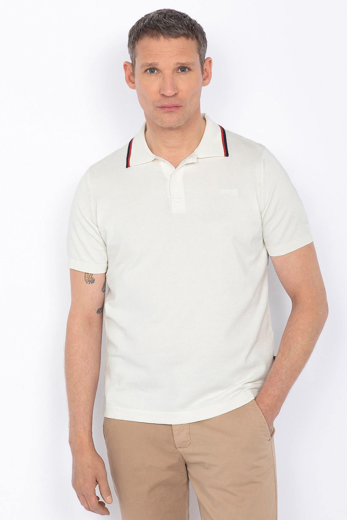 White cotton polo shirt - Image n°1