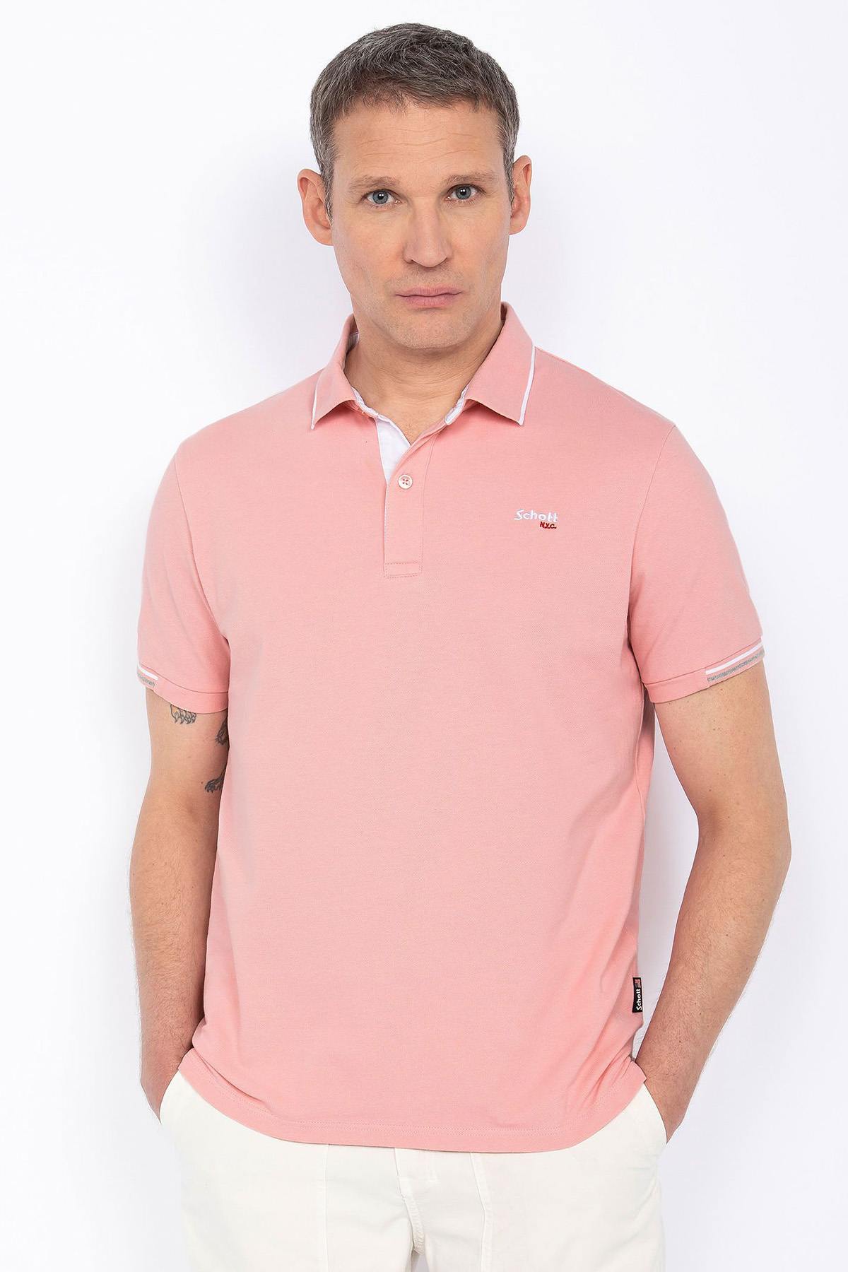 Pink polo shirt for men - Image n°1