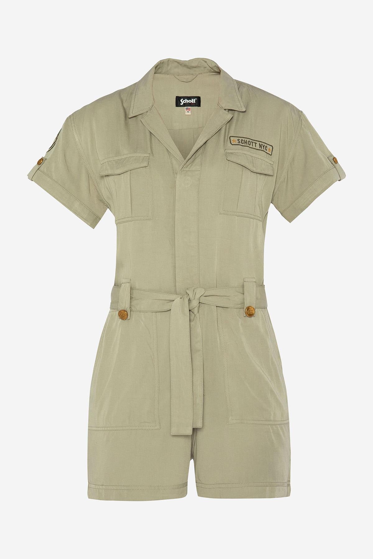 Light khaki army playsuit for women - Image n°2