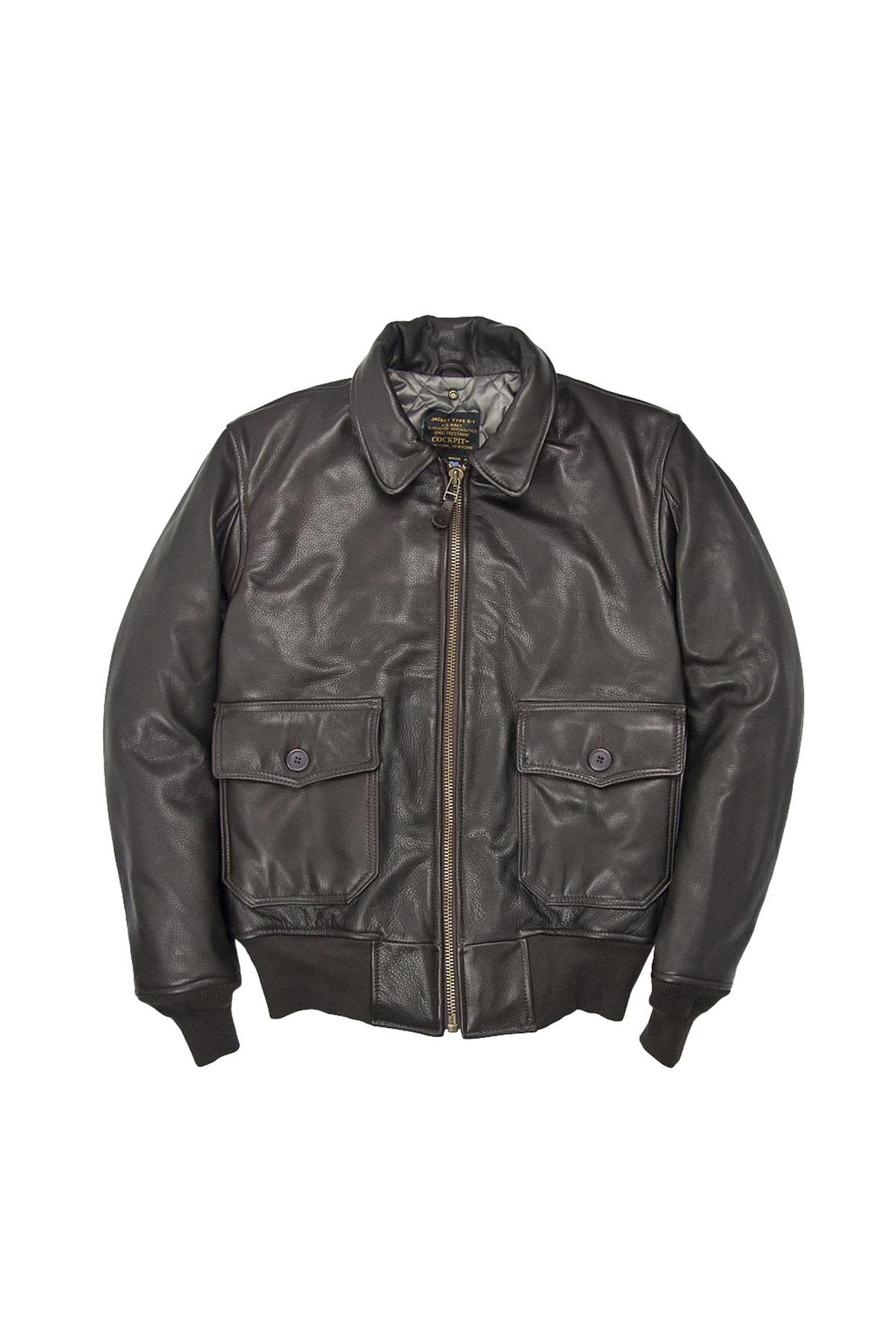 Brown Leather Cockpit G-1 Bomber Jacket - Image n°8