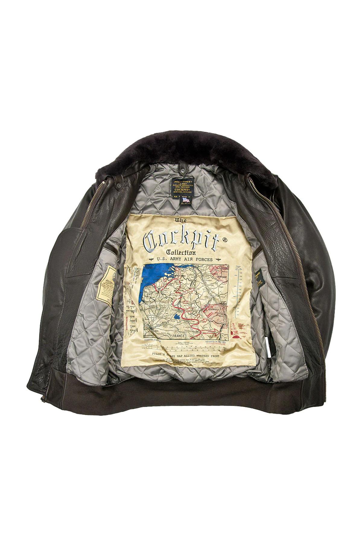 Brown Leather Cockpit G-1 Bomber Jacket - Image n°2