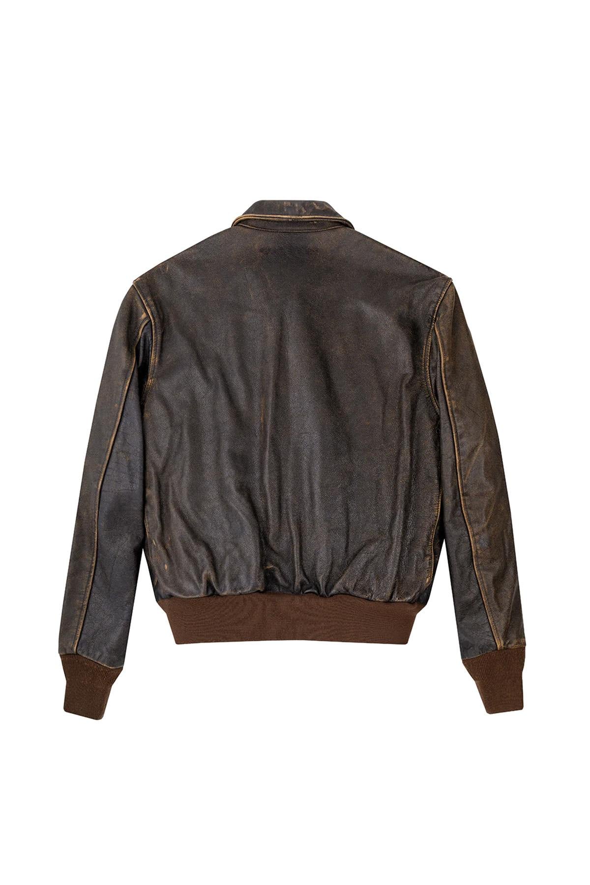 Type A-2 bomber jacket in worn-effect leather - Image n°4