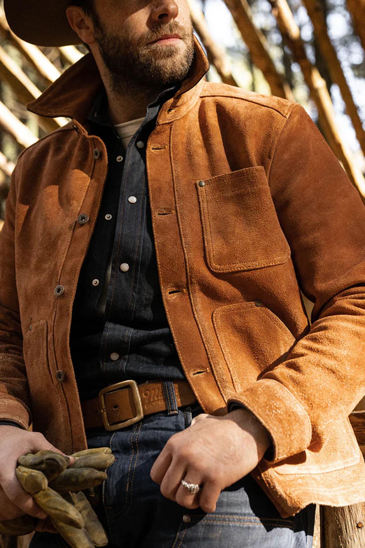 Men's jacket in brushed cowhide leather - Image n°2