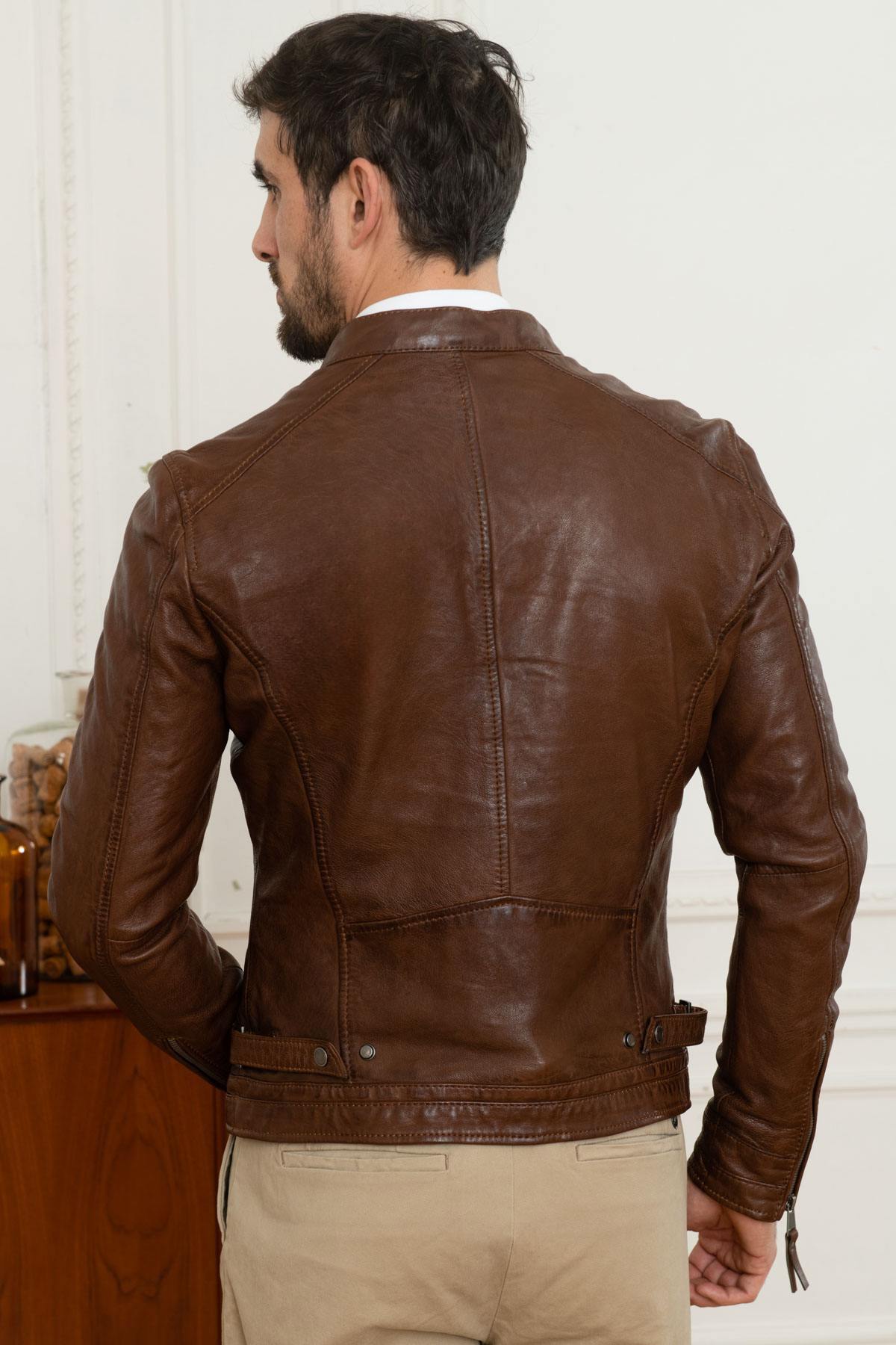 Fine vegetable sheepskin leather jacket - Image n°2