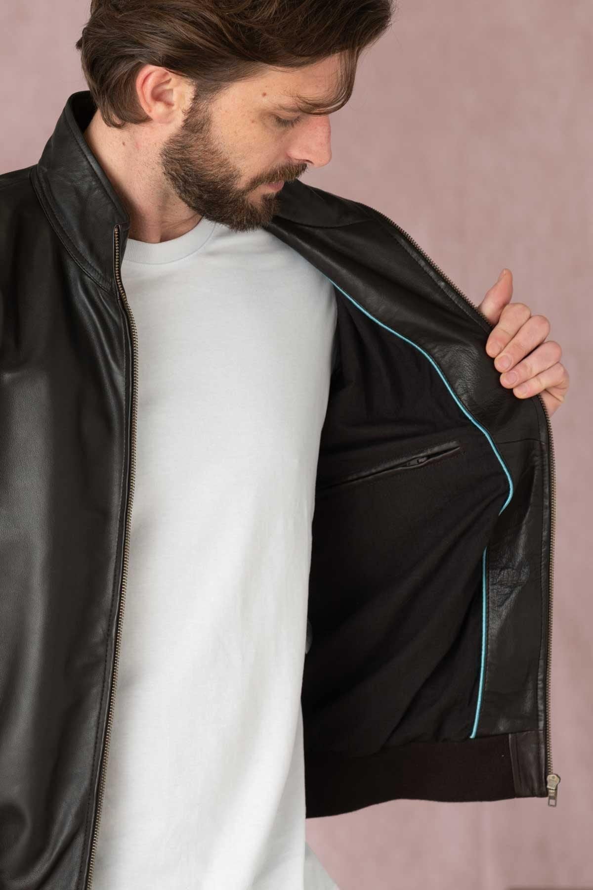 Sober brown leather bombers - Image n°5