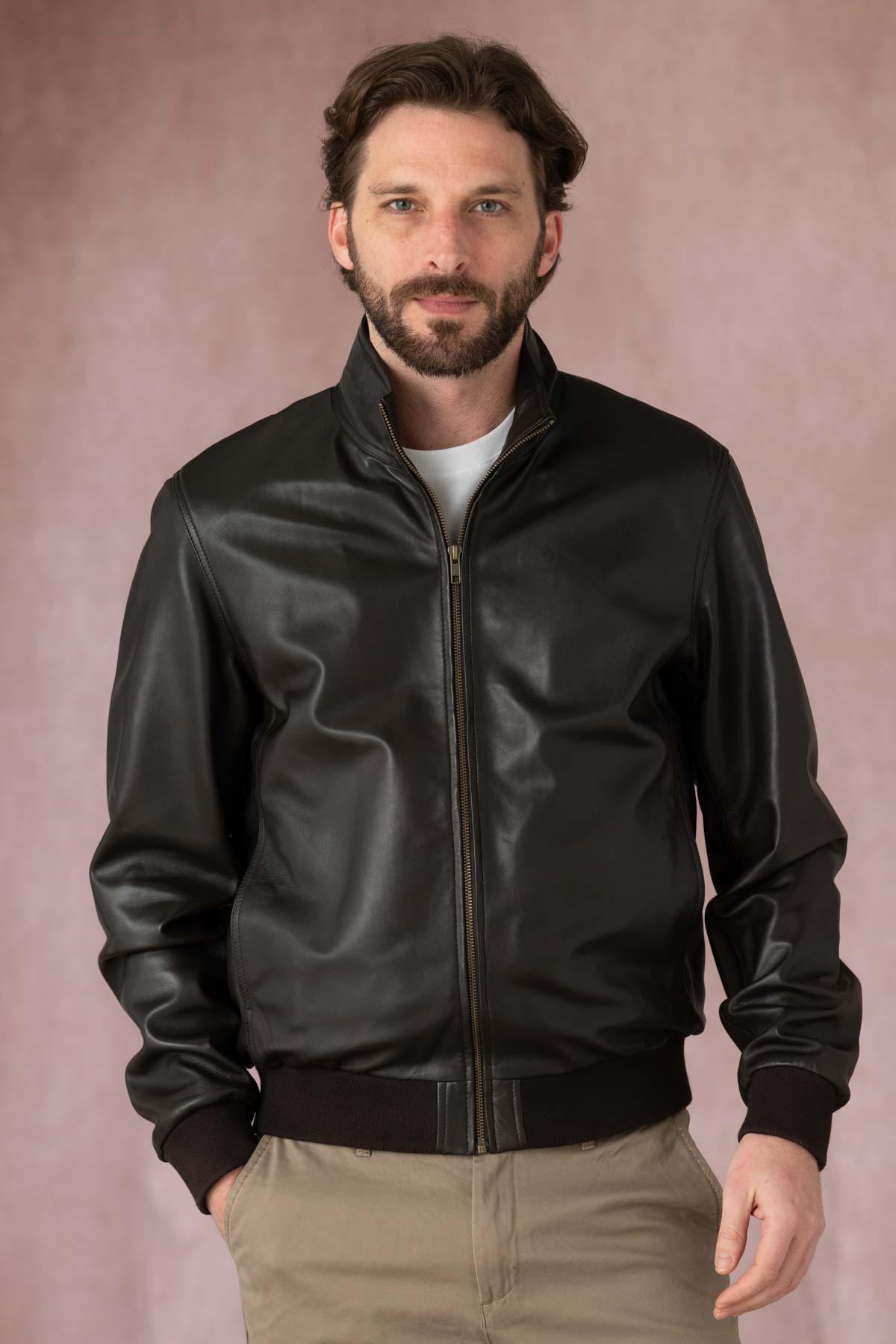 Sober brown leather bombers - Image n°4