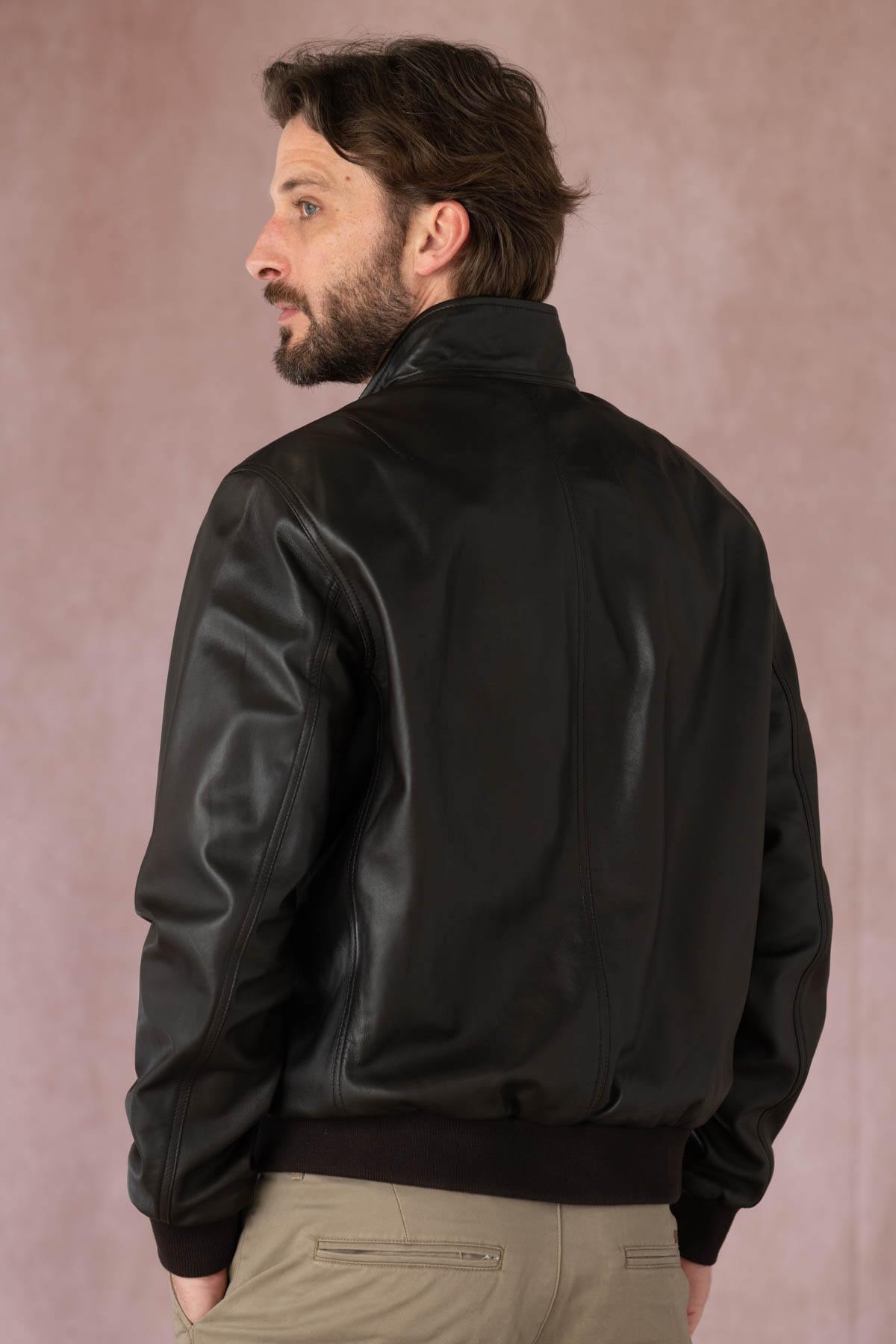 Sober brown leather bombers - Image n°3