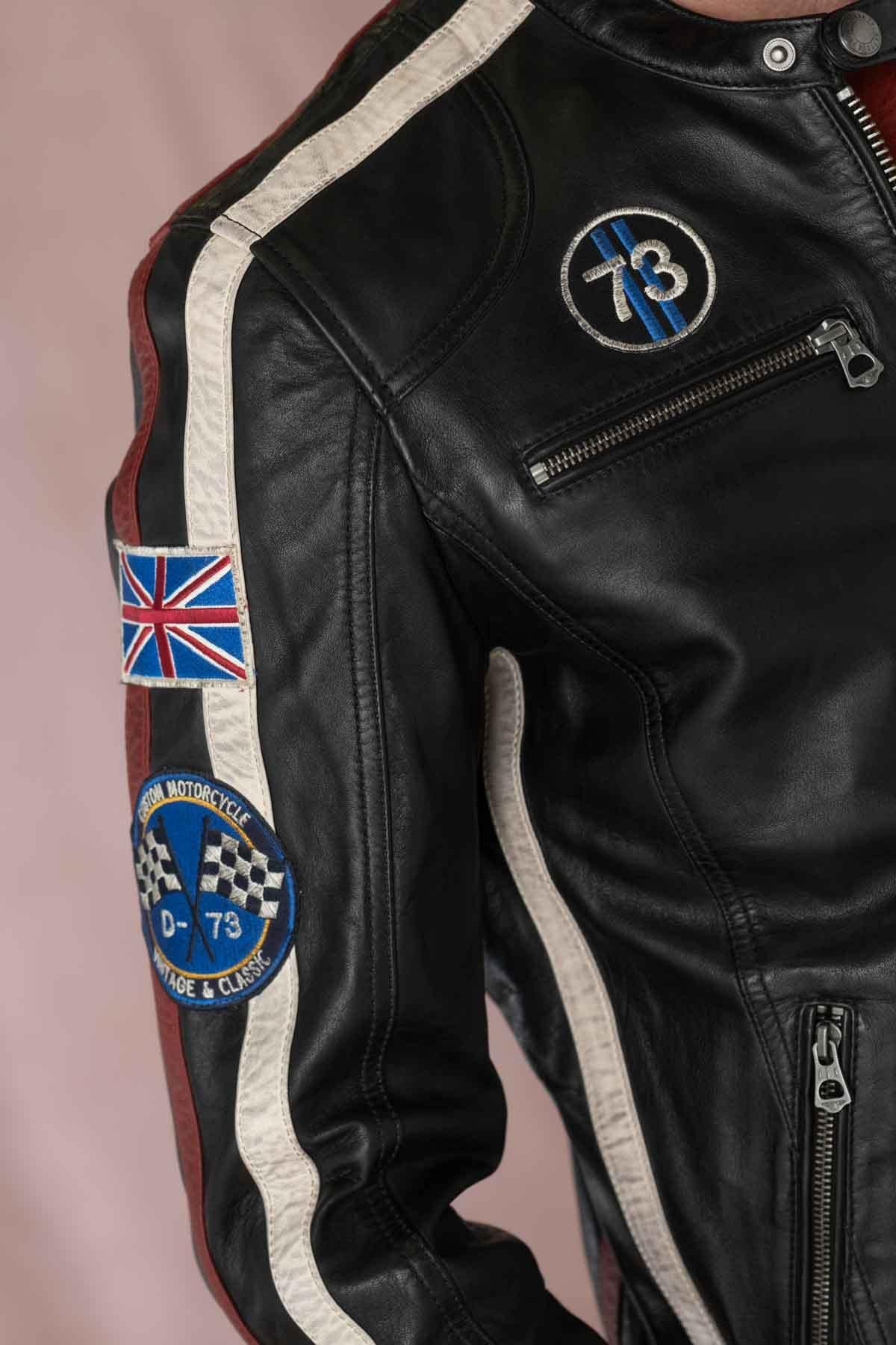 Black leather biker jacket - Image n°4